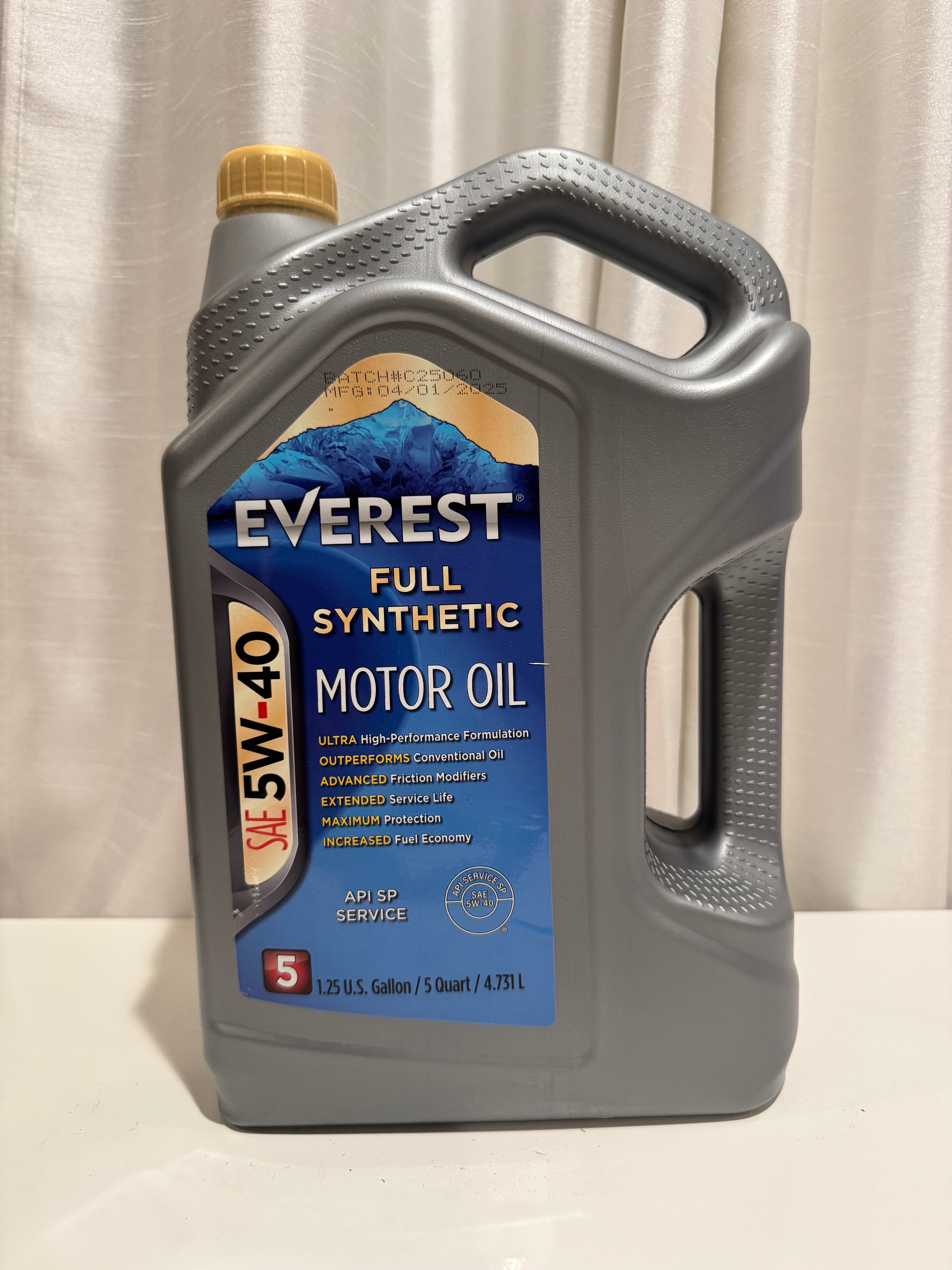EVEREST FULL SYNTHETIC 5W-40 MOTOR OIL 5L