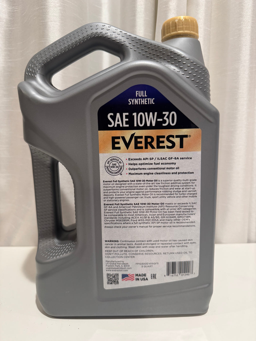 EVEREST FULL SYNTHETIC 10W-30 MOTOR OIL 5L