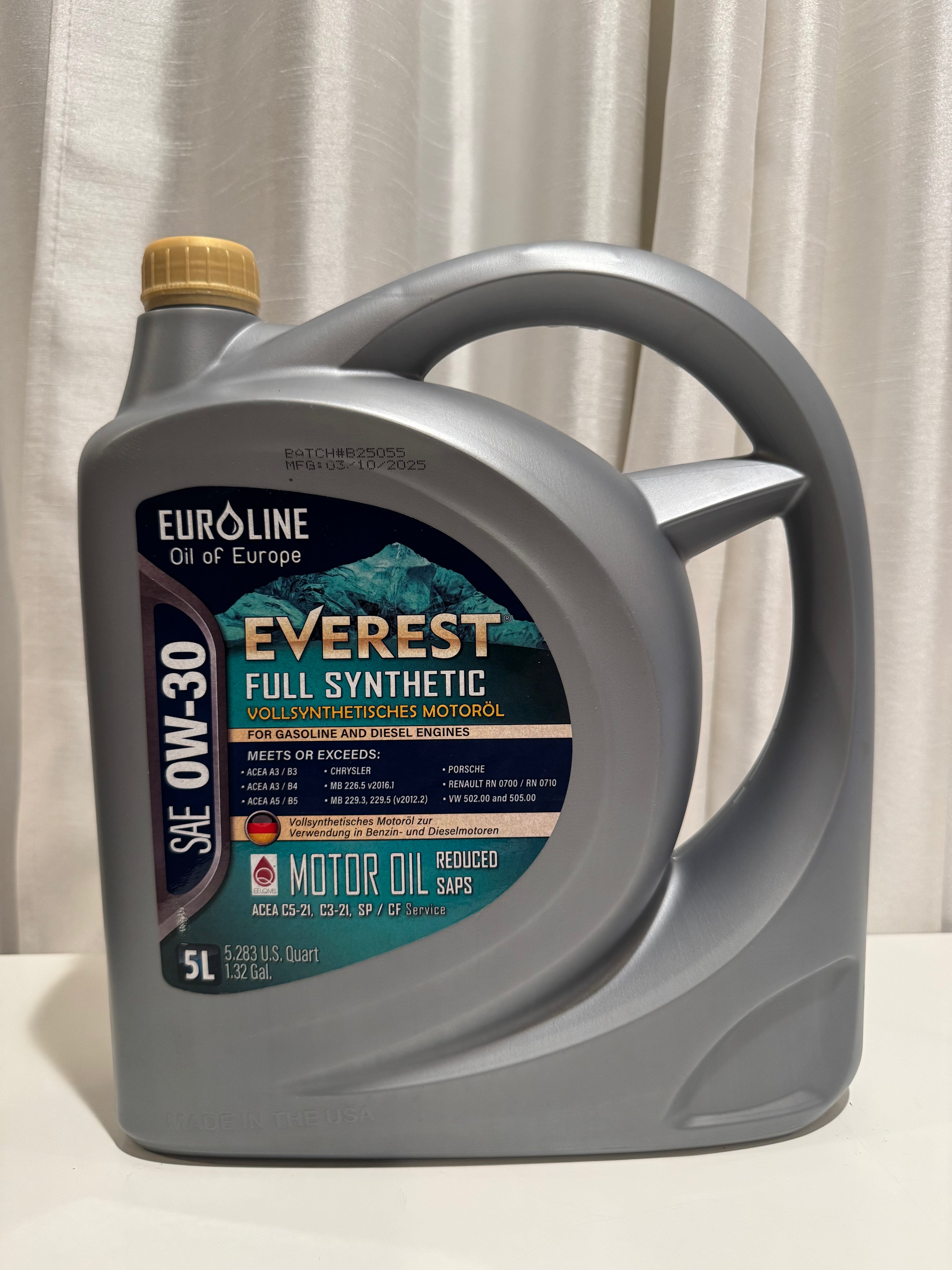 EVEREST FULL SYNTHETIC EURO LINE 0W-30 MOTOR OIL 5L