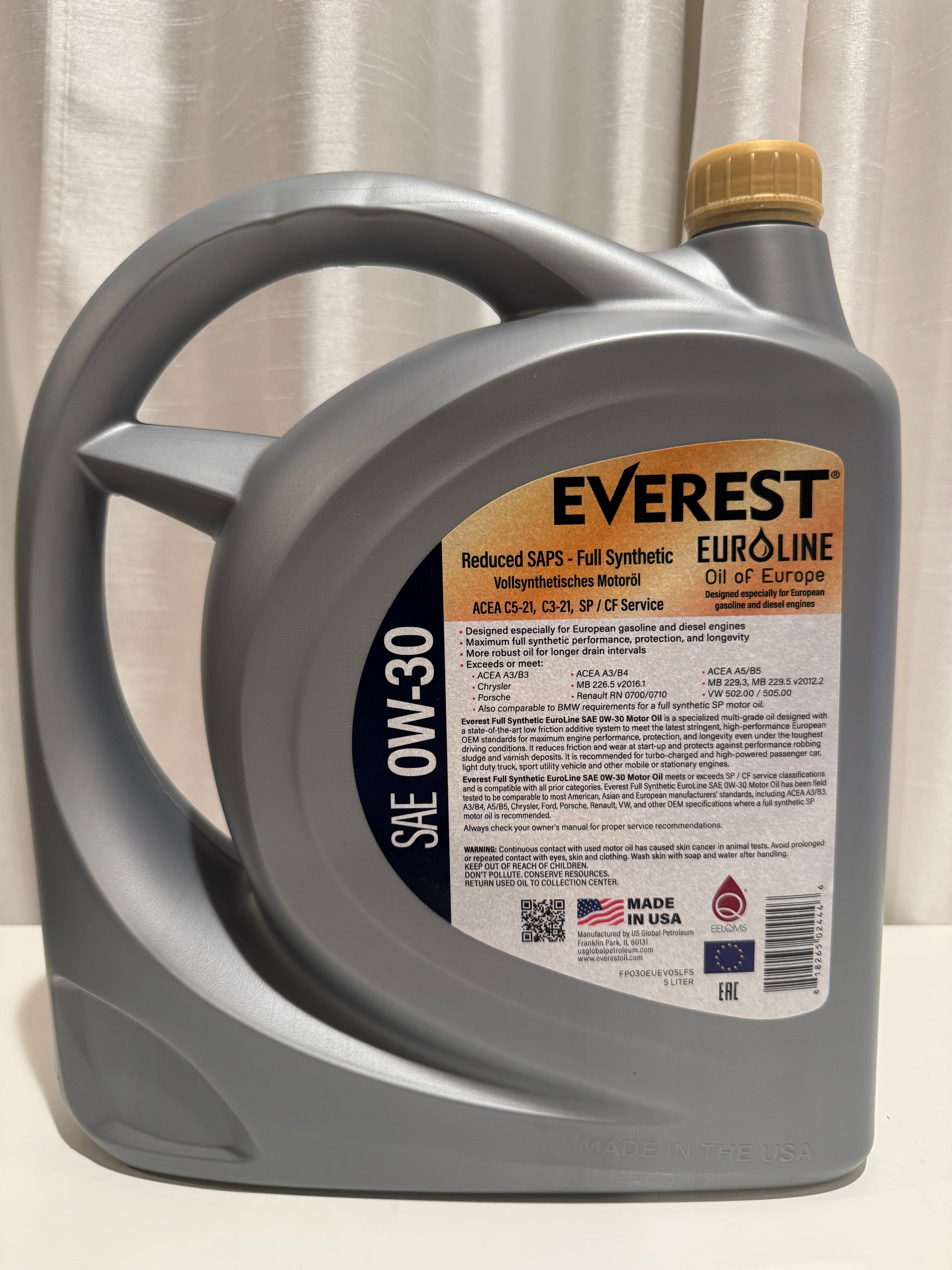 EVEREST FULL SYNTHETIC EURO LINE 0W-30 MOTOR OIL 5L