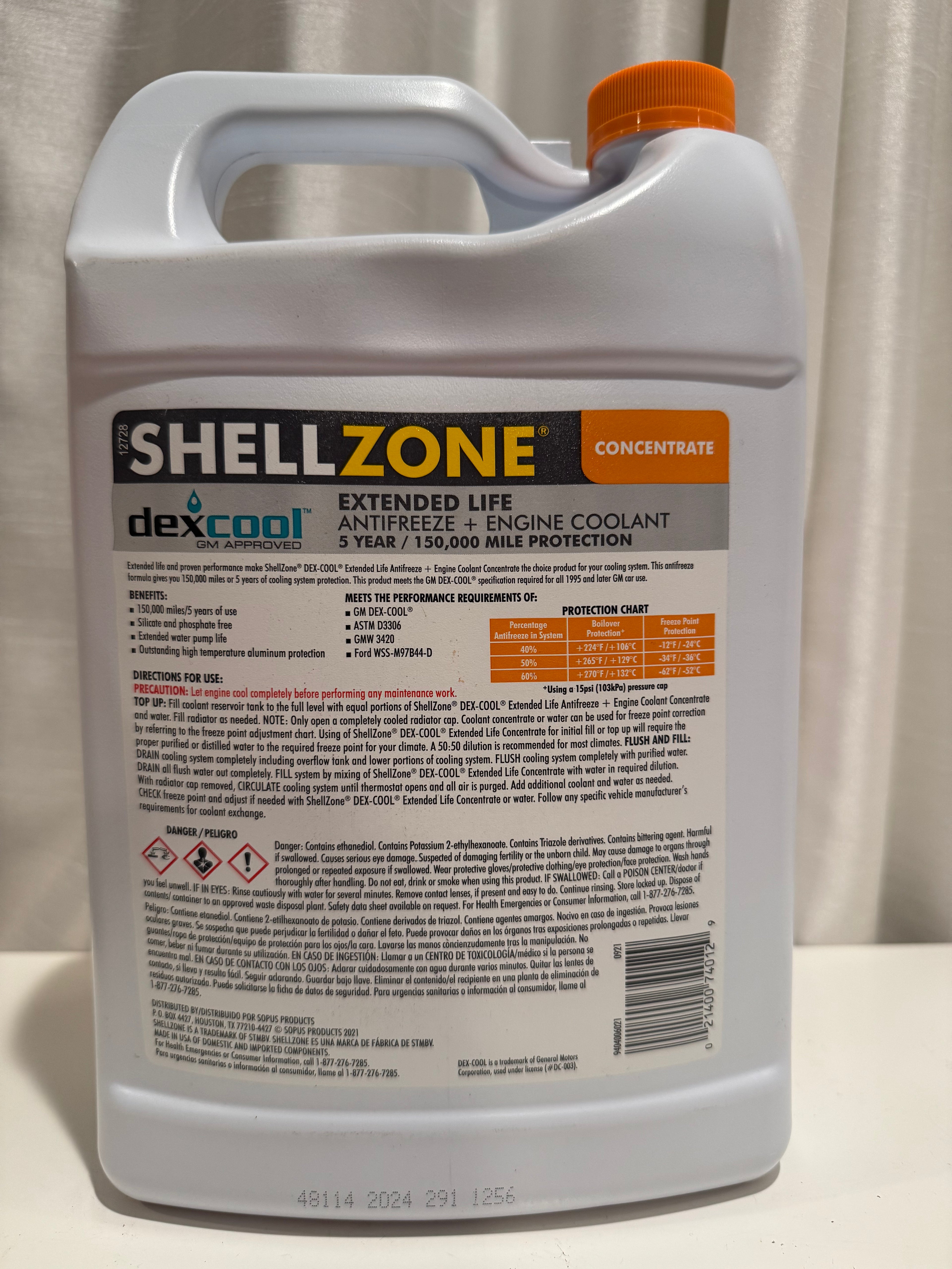 SHELL ZONE DEXCOOL EXTENDED LIFE ANTIFREEZE COOLANT