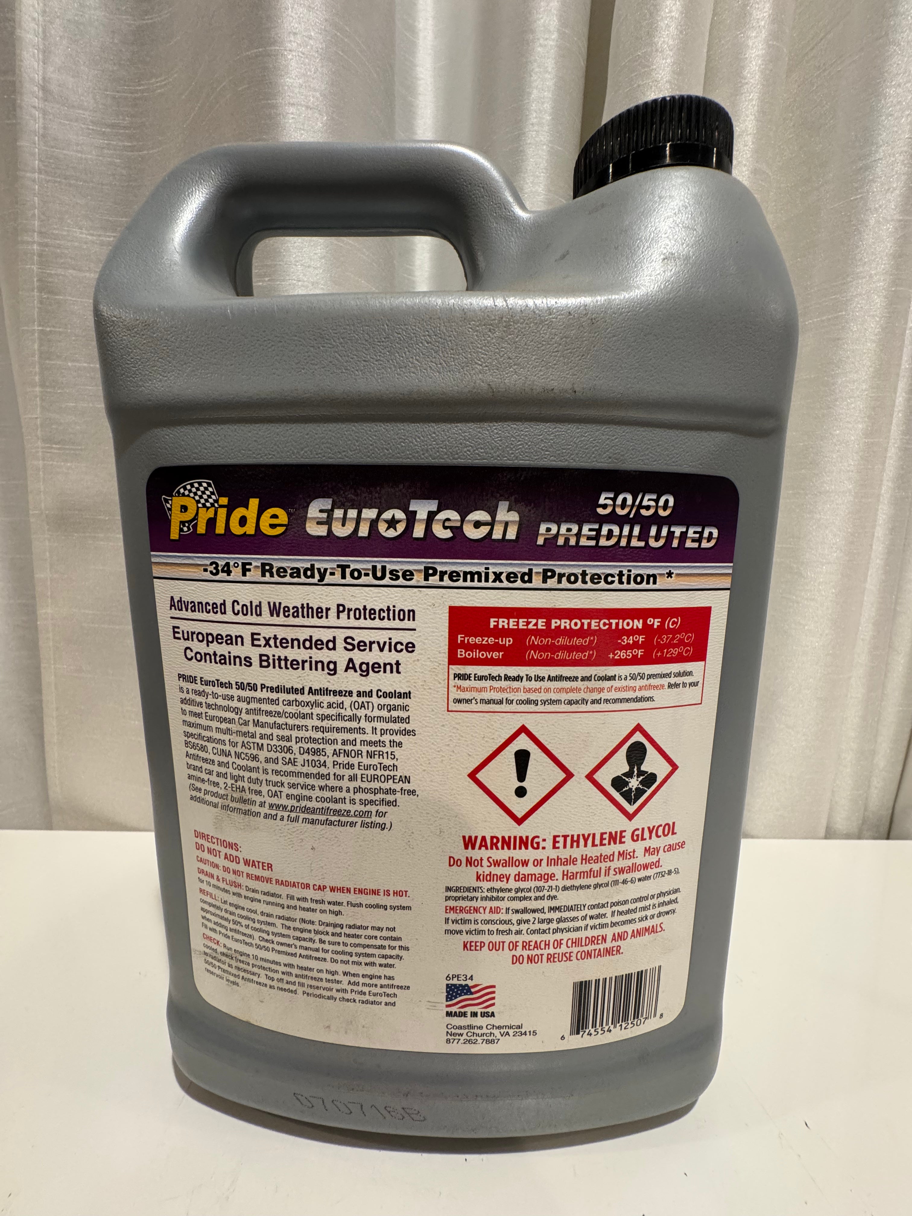 PRIDE EURO TECH PURPLE 50/50 ANTIFREEZE COOLANT