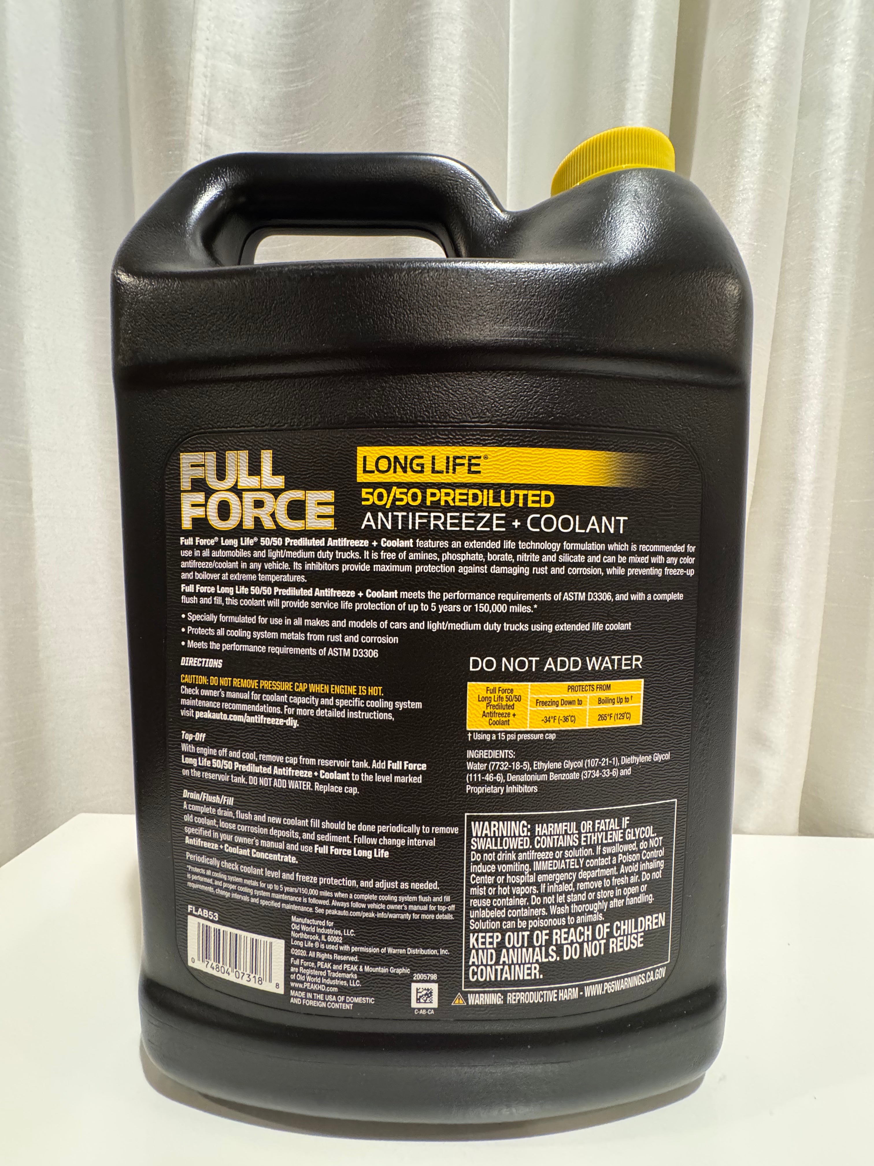 PEAK YELLOW 50/50 ANTIFREEZE COOLANT - FULL FORCE