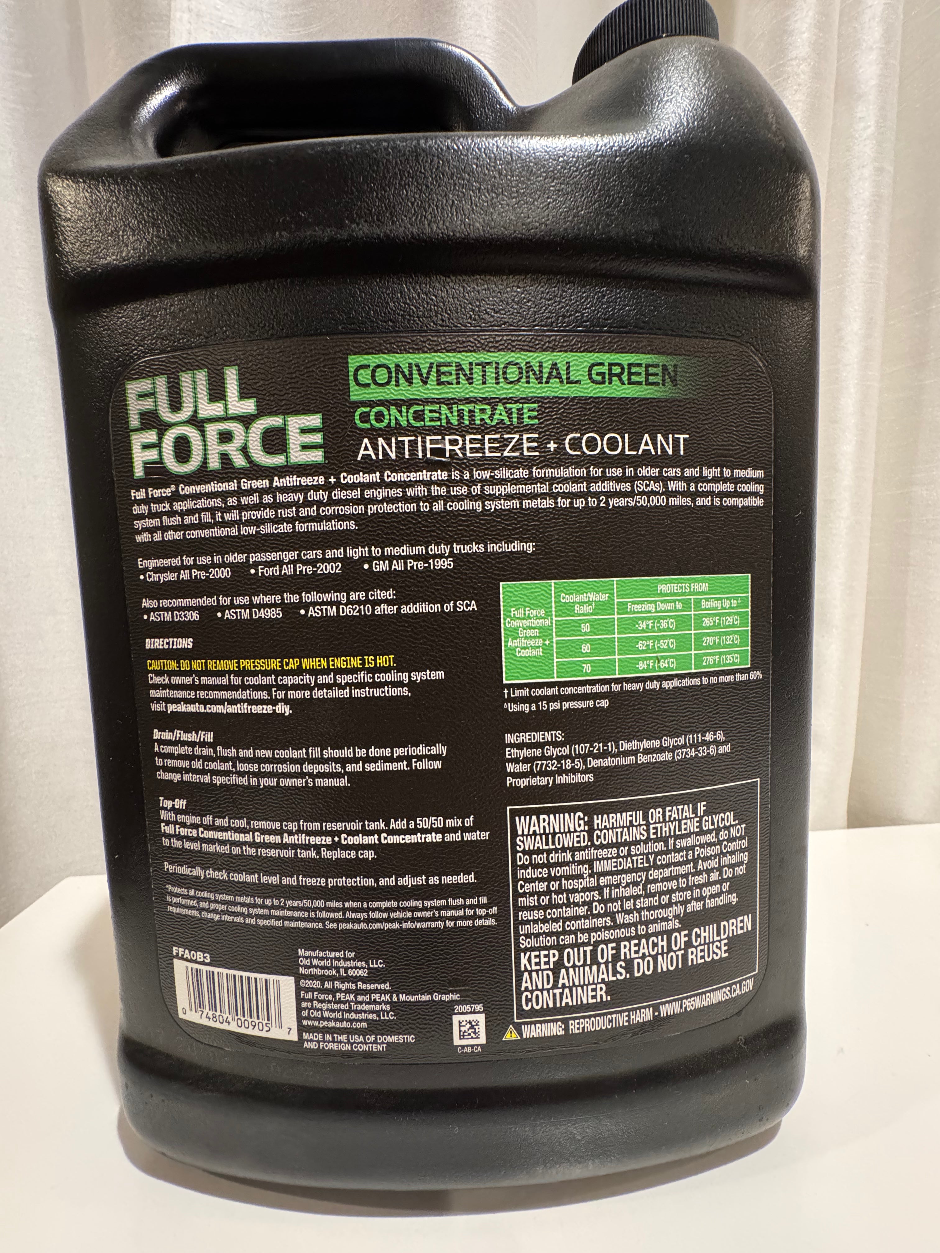 PEAK GREEN PURE ANTIFREEZE COOLANT - FULL FORCE