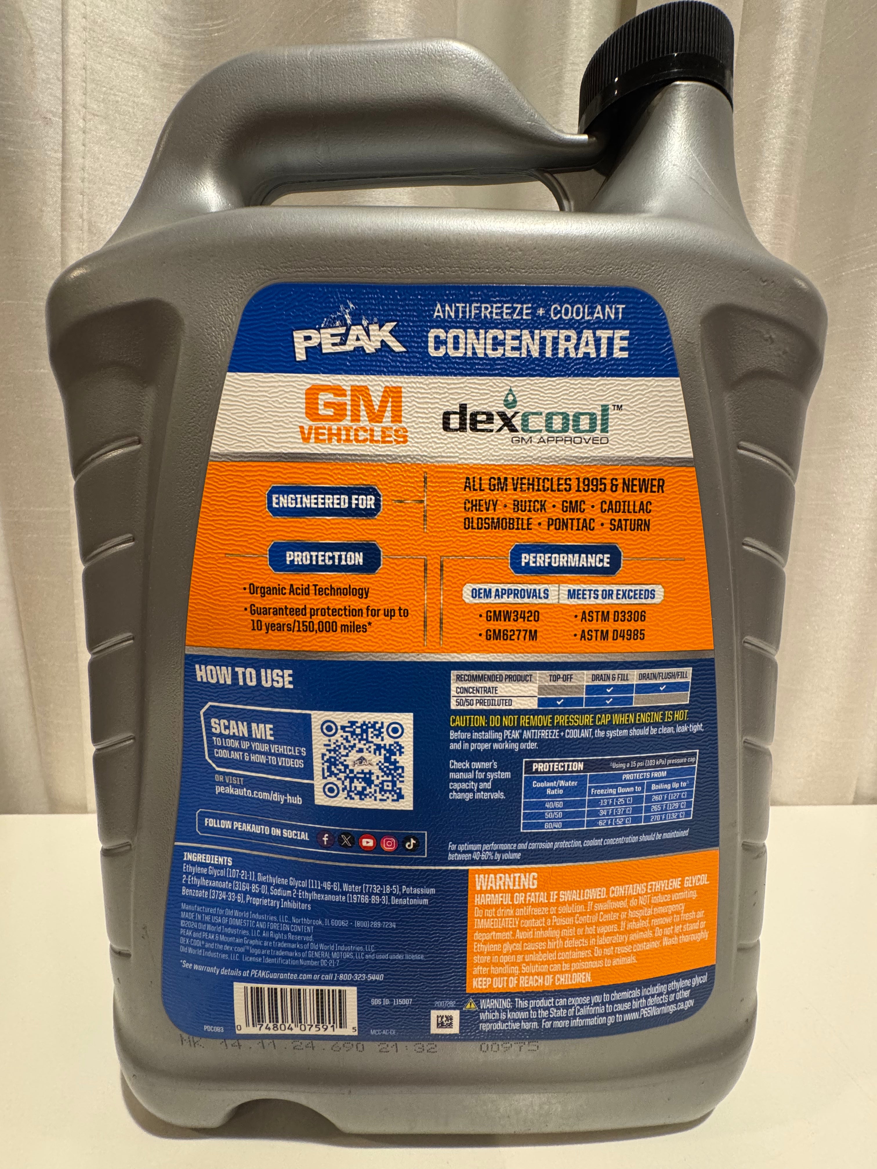 PEAK RED DEXCOOL PURE ANTIFREEZE COOLANT - GM APPROVED
