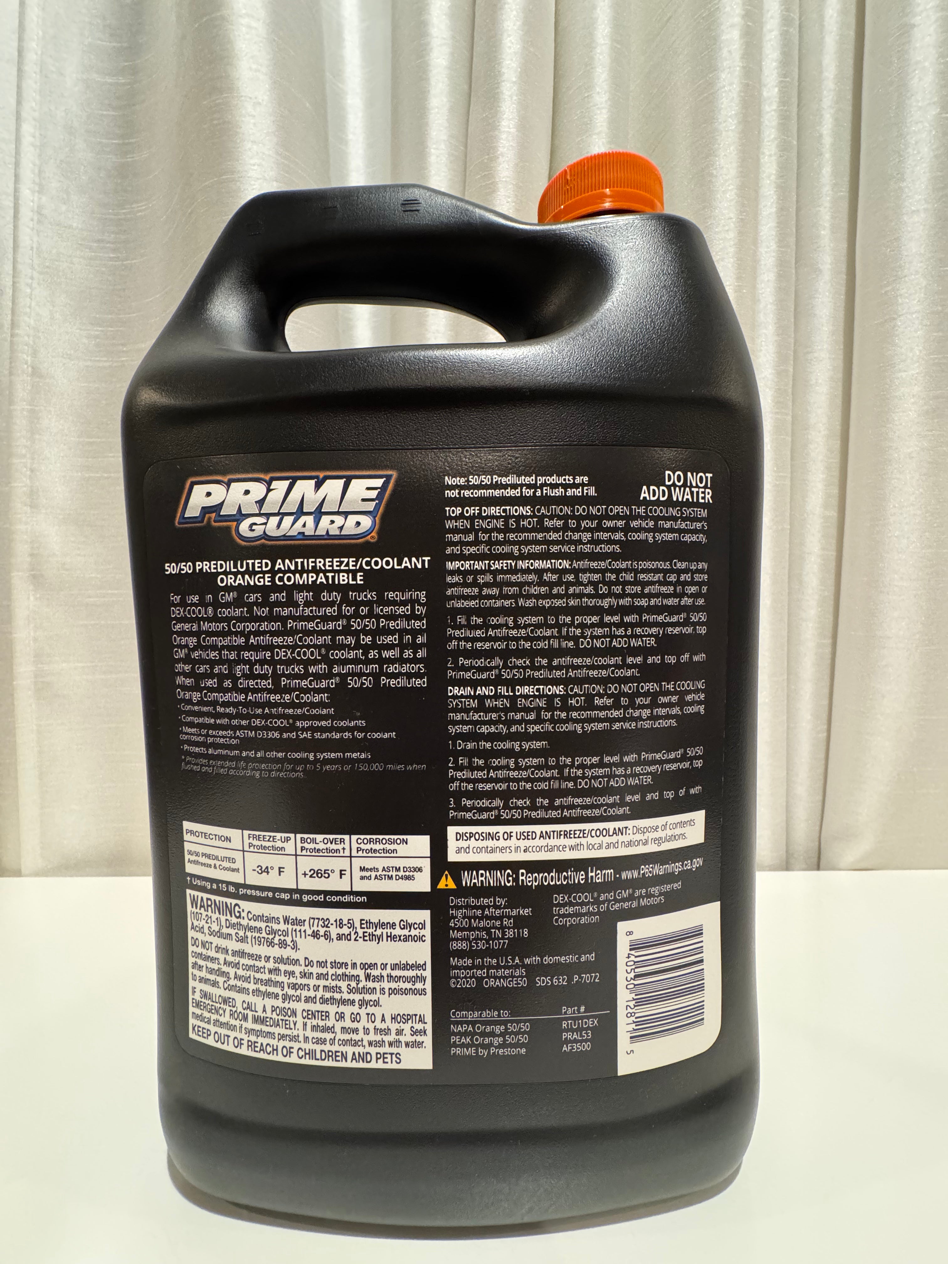 PRIME GUARD RED 50/50 ANTIFREEZE COOLANT