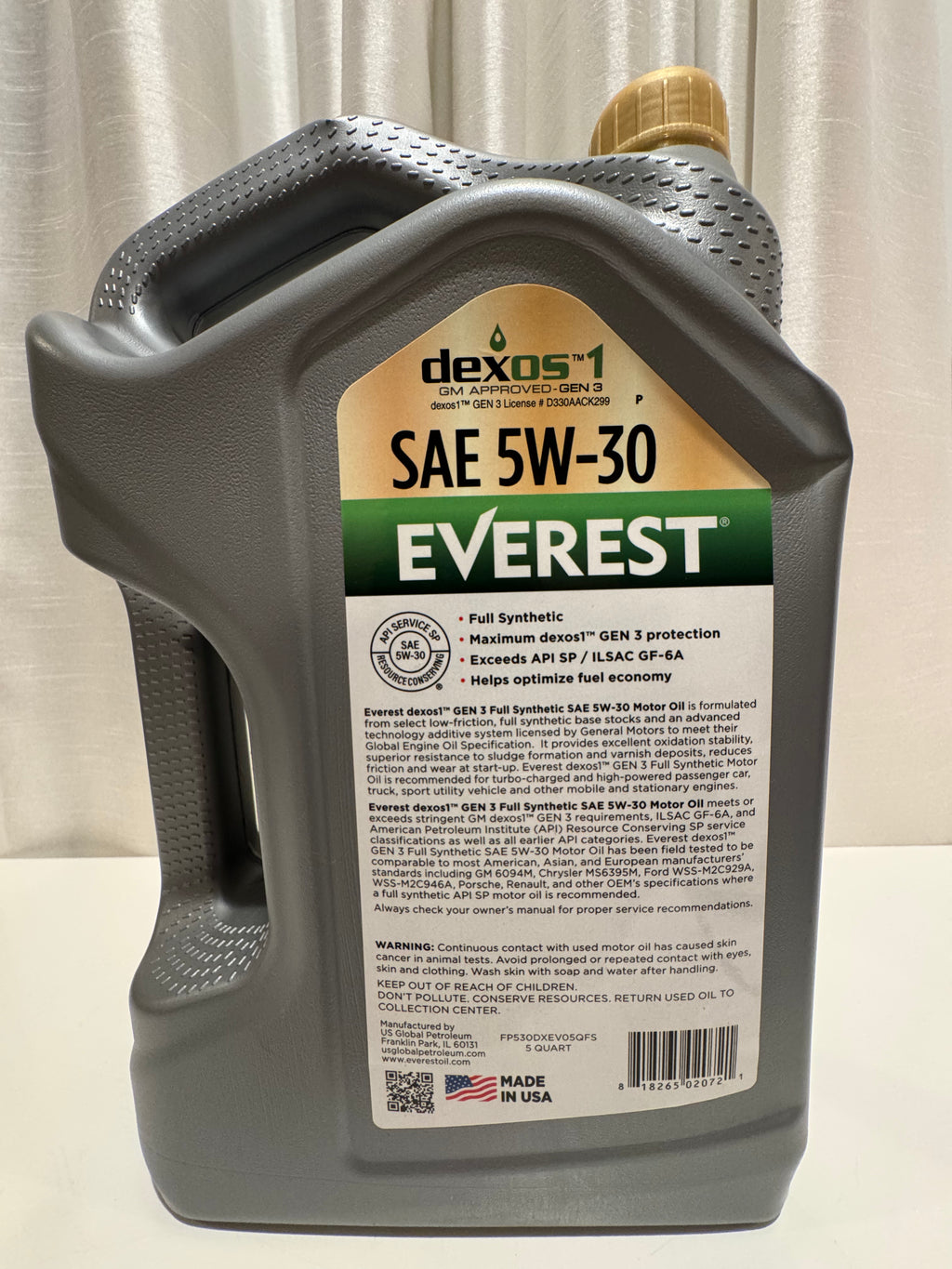 EVEREST FULL SYNTHETIC DEXOS 5W30 MOTOR OIL 5L