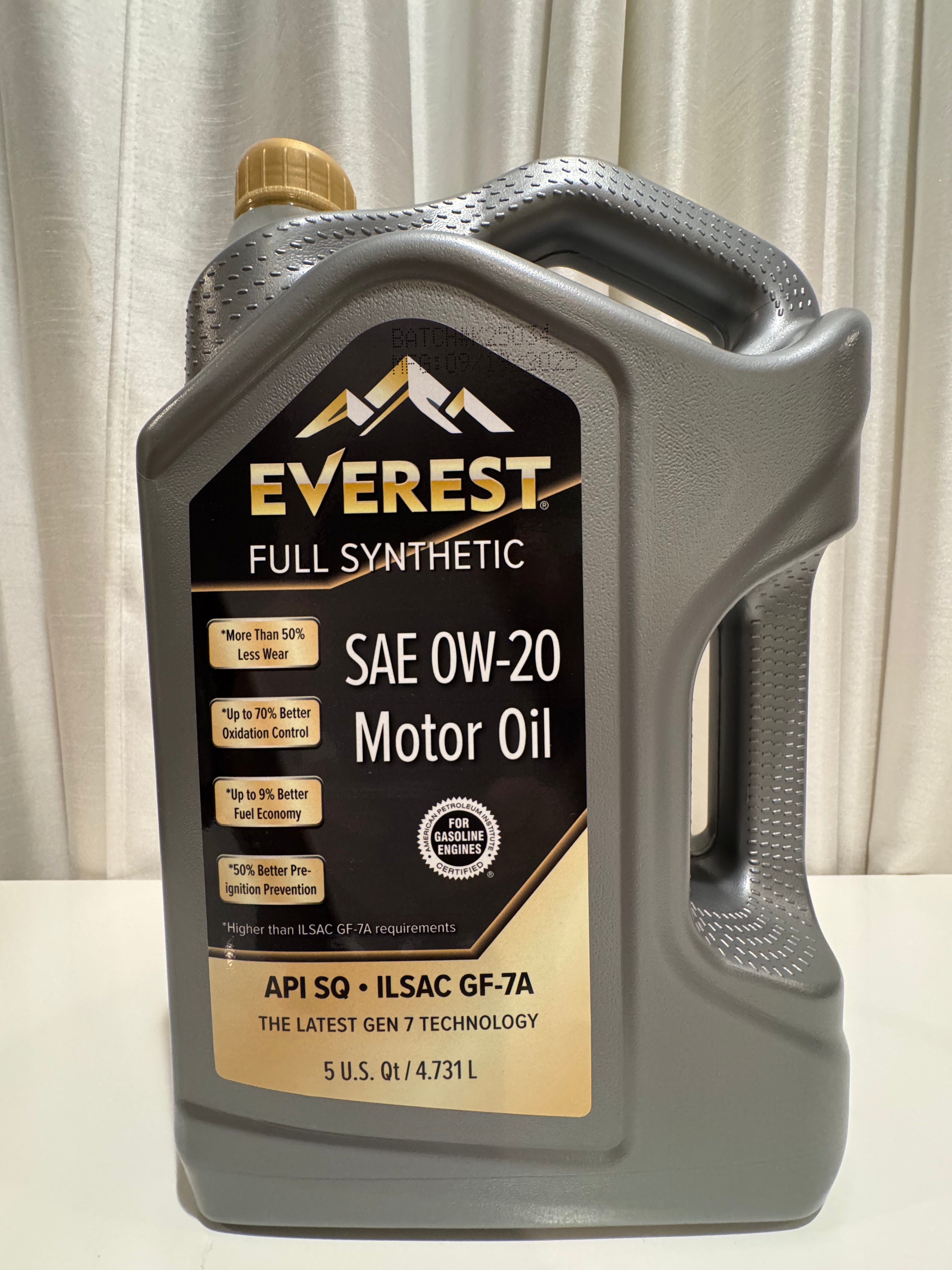 EVEREST FULL SYNTHETIC 0W-20 MOTOR OIL 5L