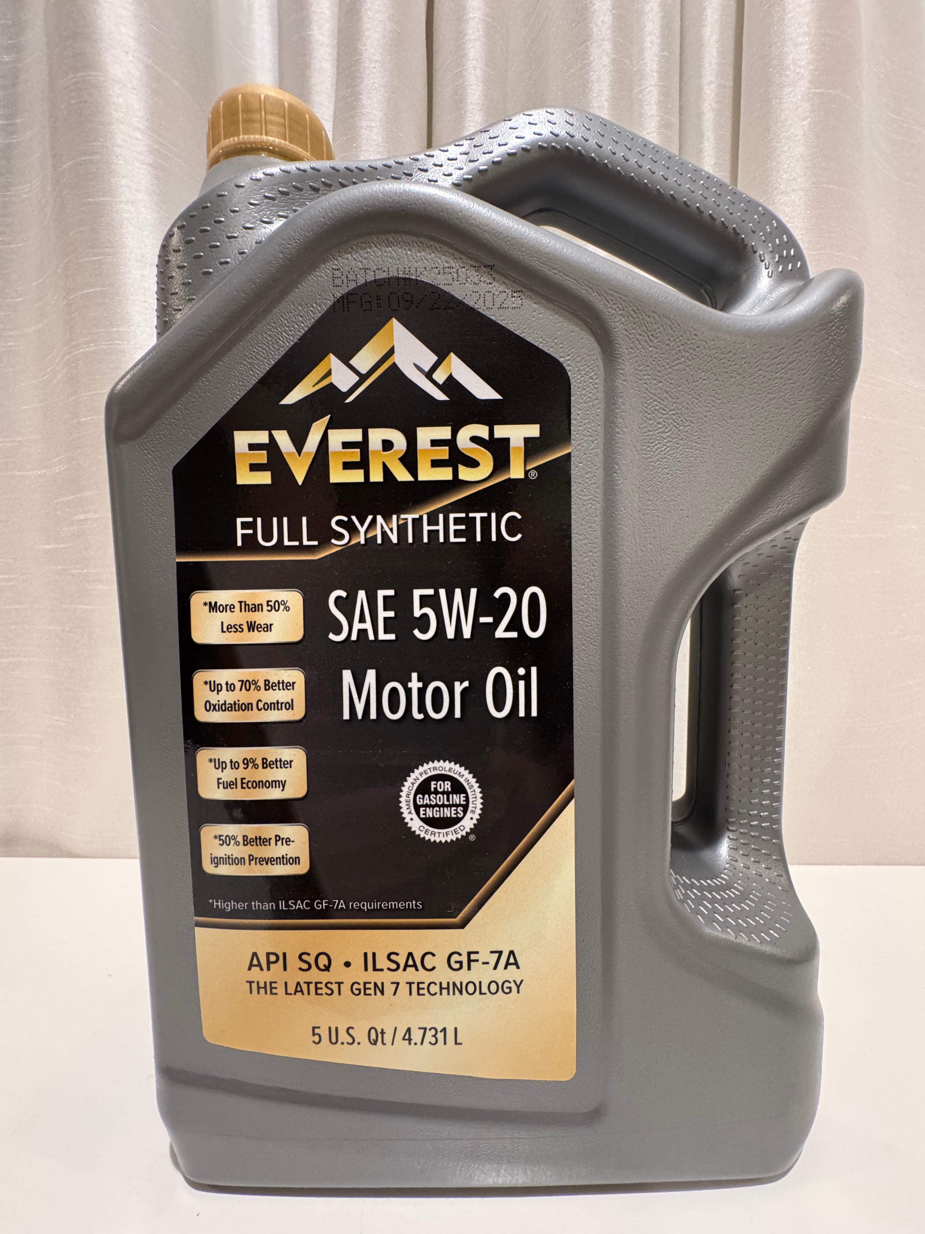 EVEREST FULL SYNTHETIC 5W-20 MOTOR OIL 5L