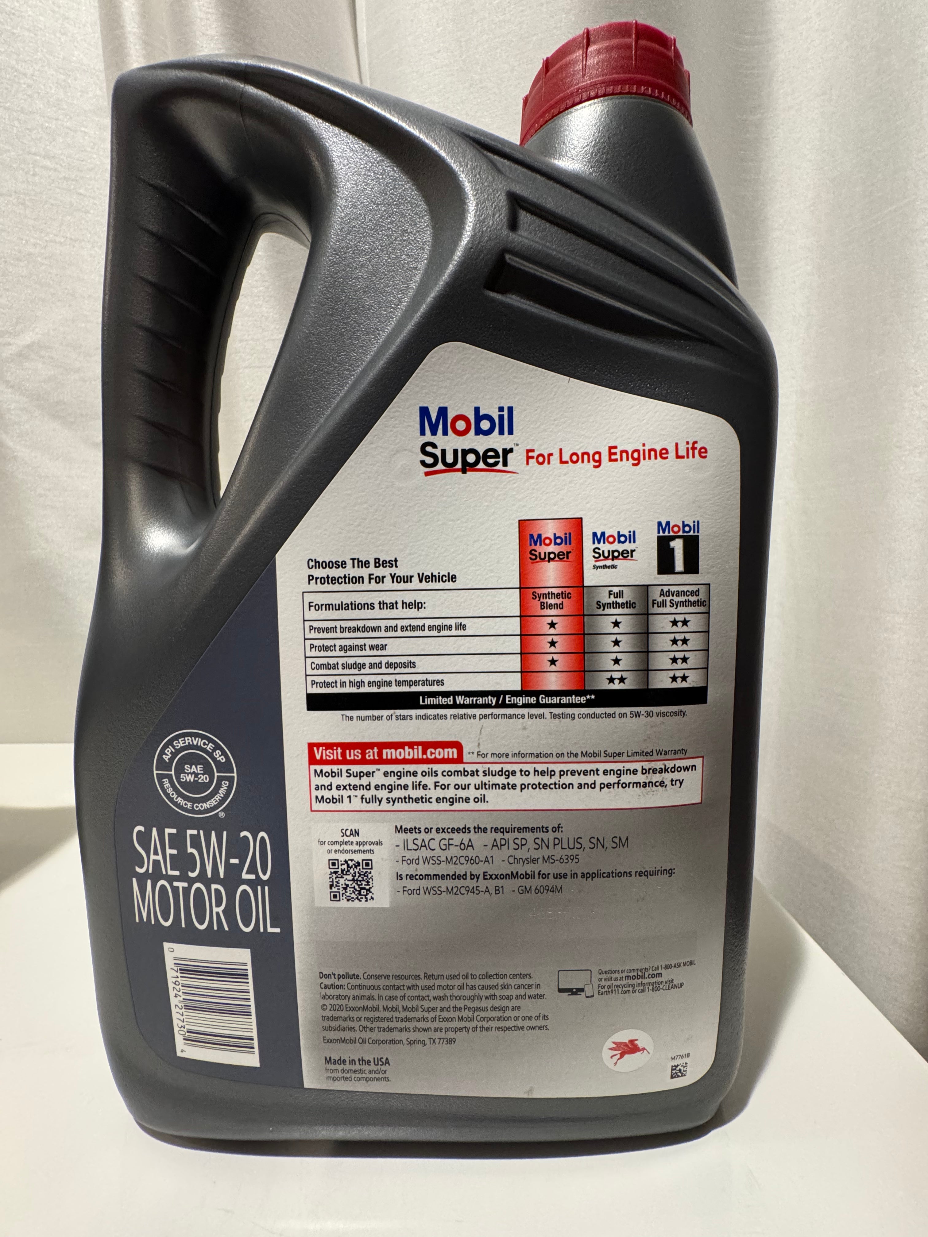 MOBIL SUPER 5000 SYNTHETIC BLEND 5W-20 MOTOR OIL 5L
