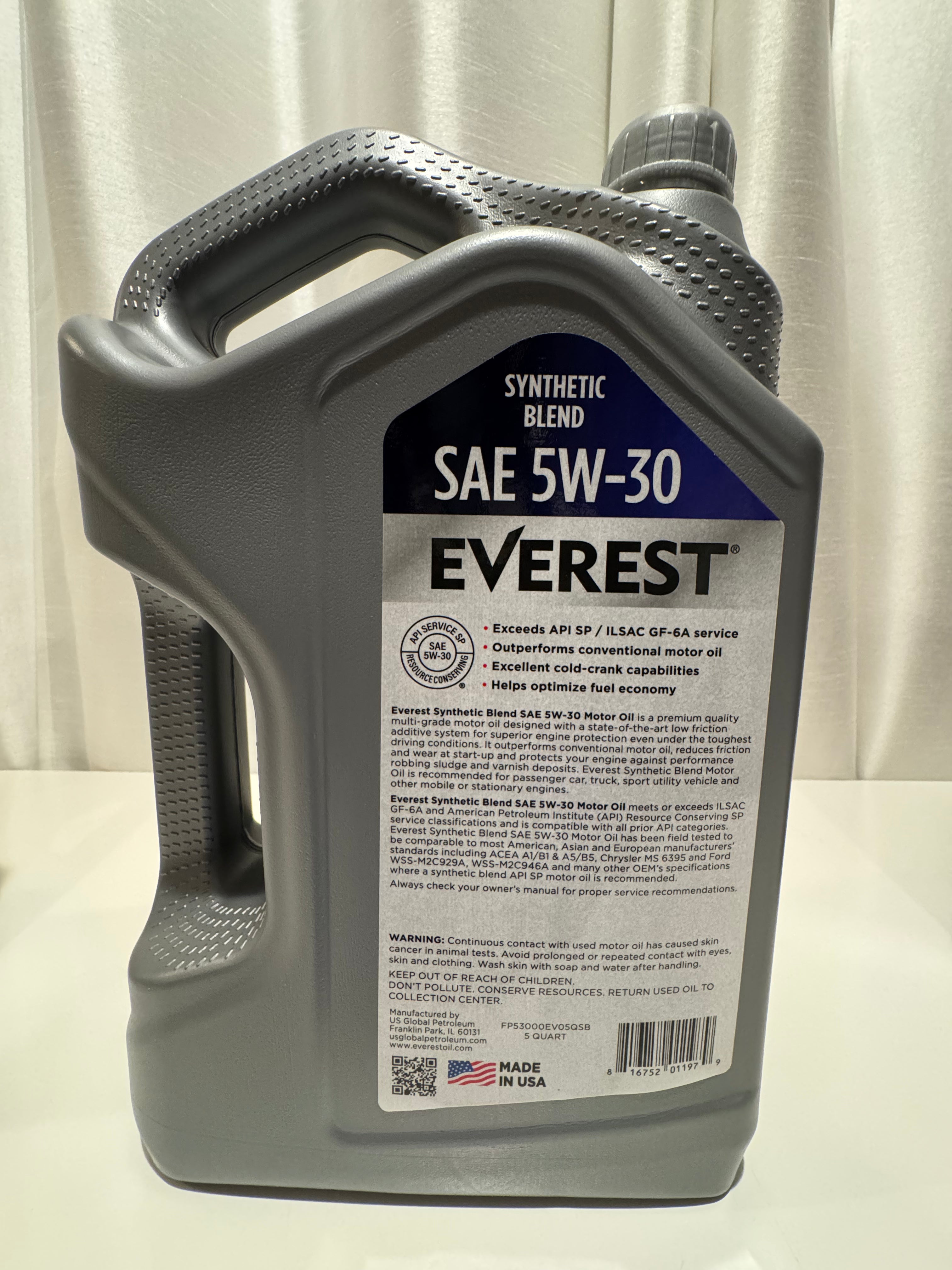 EVEREST SYNTHETIC BLEND 5W-30 MOTOR OIL 5L