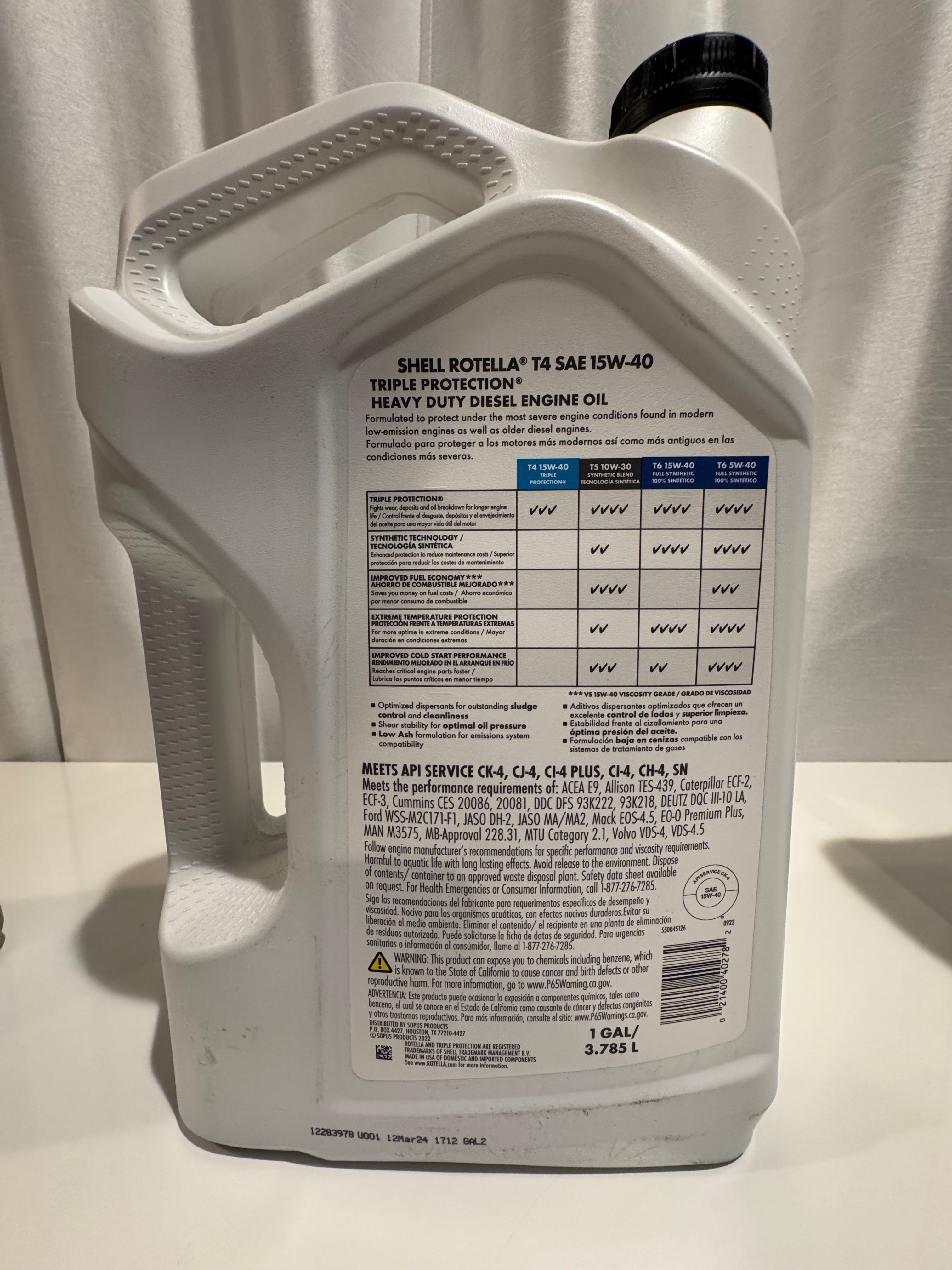 SHELL ROTELLA T4 15W-40 HD DIESEL ENGINE OIL