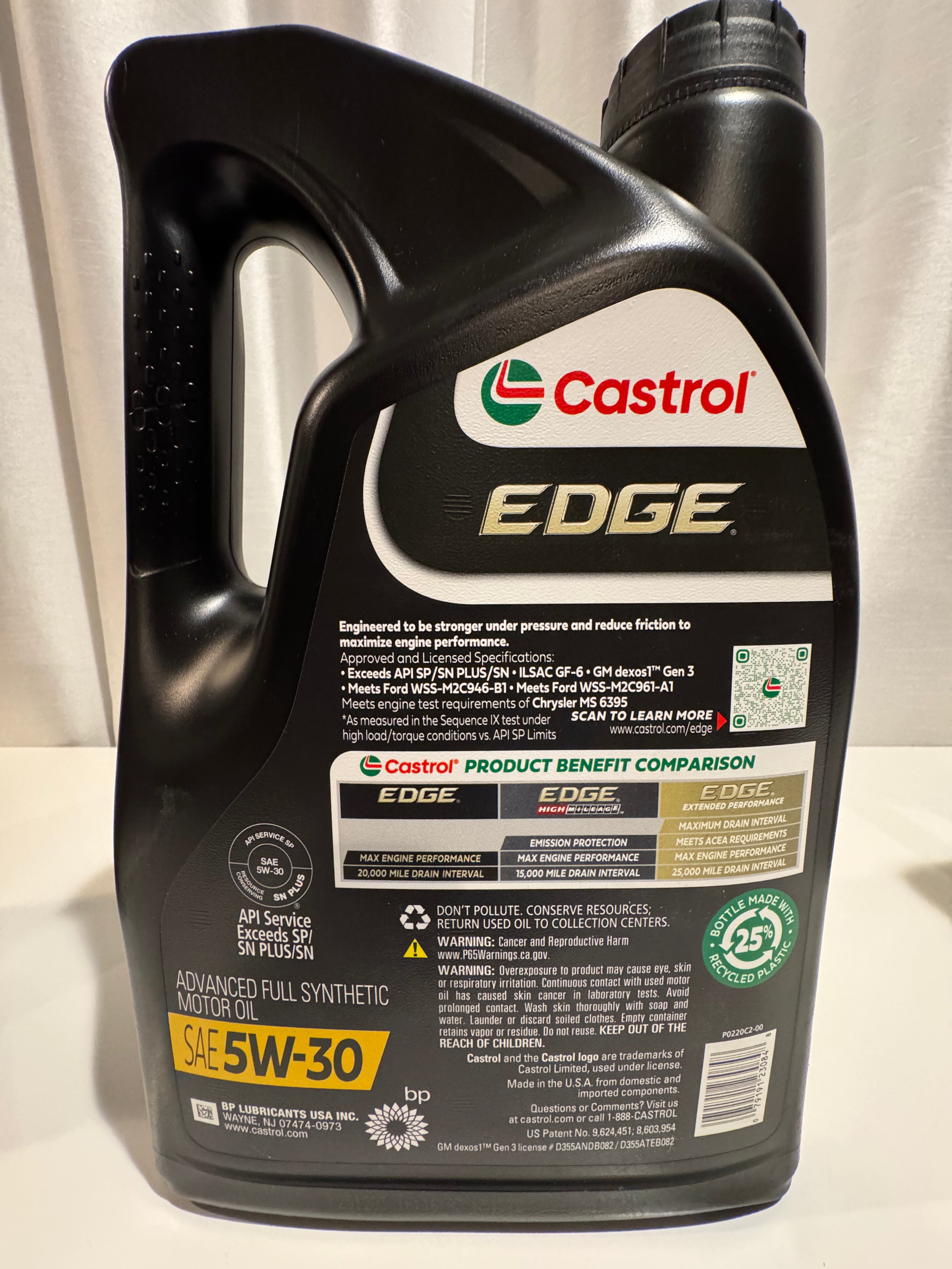 CASTROL EDGE FULL SYNTHETIC 5W-30 MOTOR OIL 5L