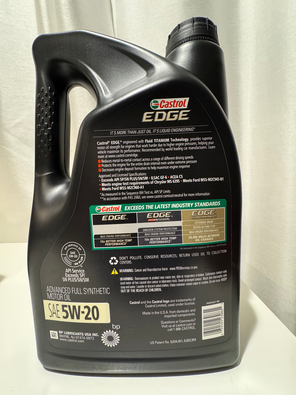 CASTROL EDGE FULL SYNTHETIC 5W-20 MOTOR OIL 5L