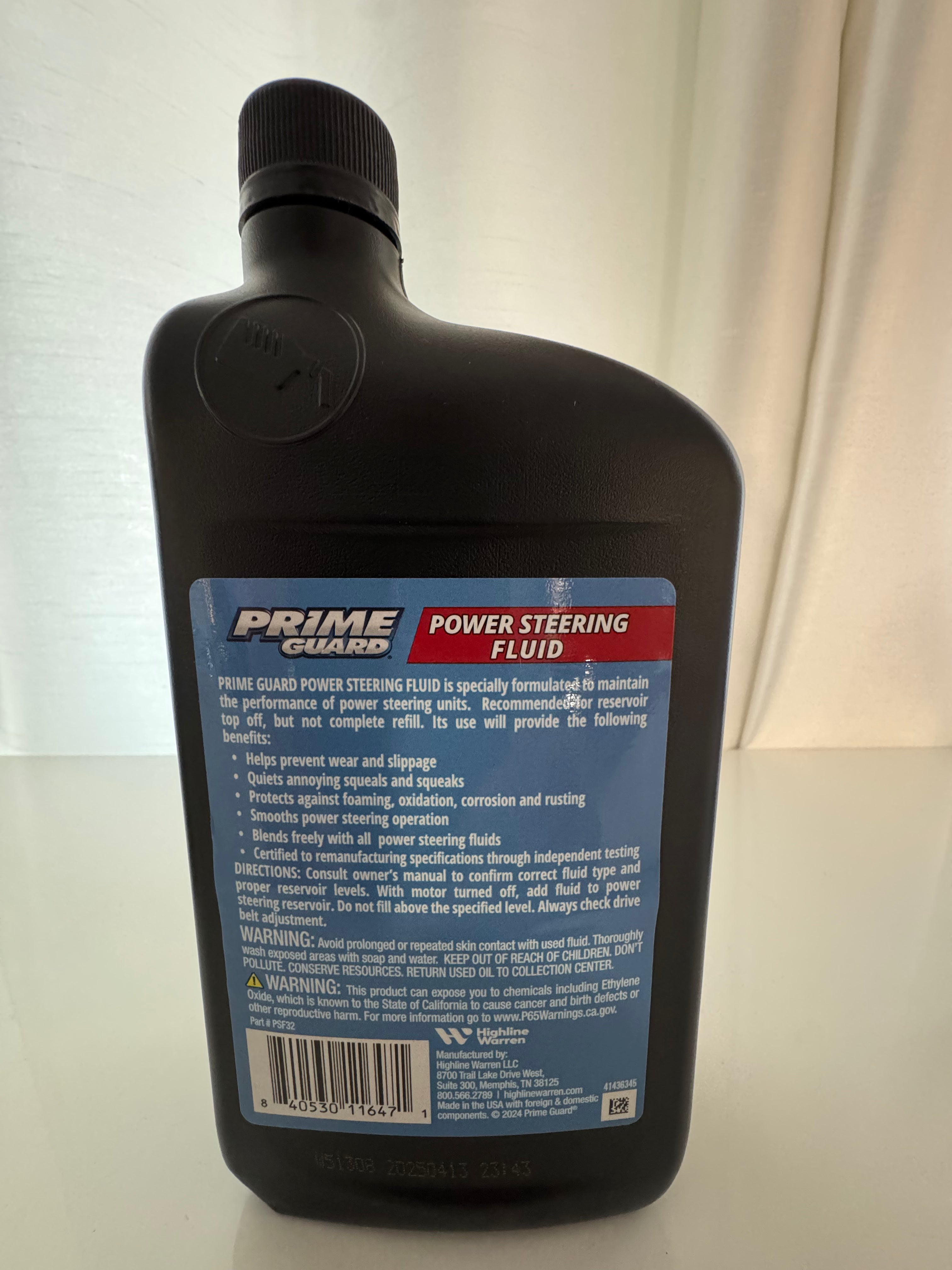 PRIME GUARD POWER STEERING FLUID 1L