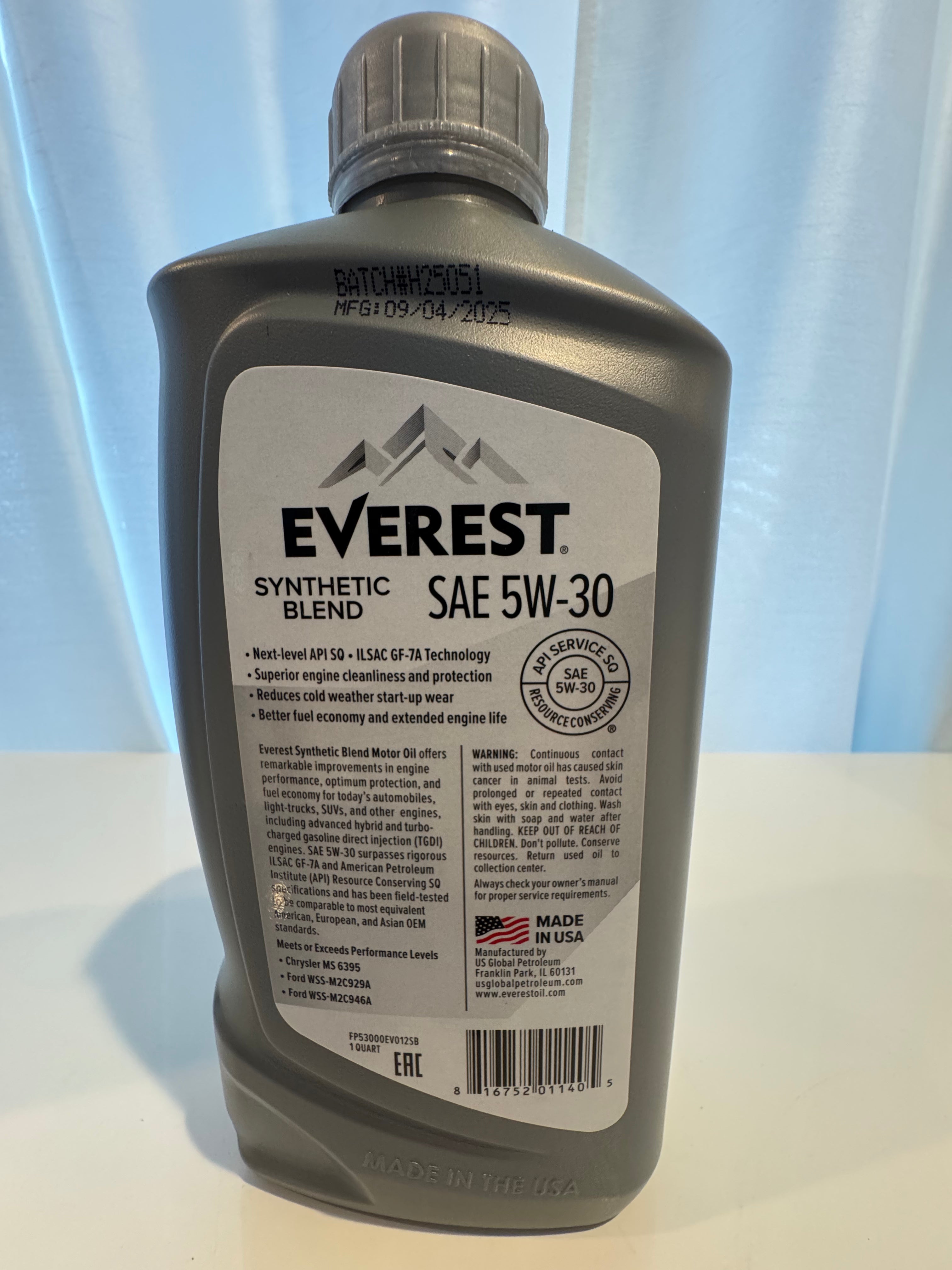 EVEREST SYNTHETIC BLEND 5W-30 MOTOR OIL