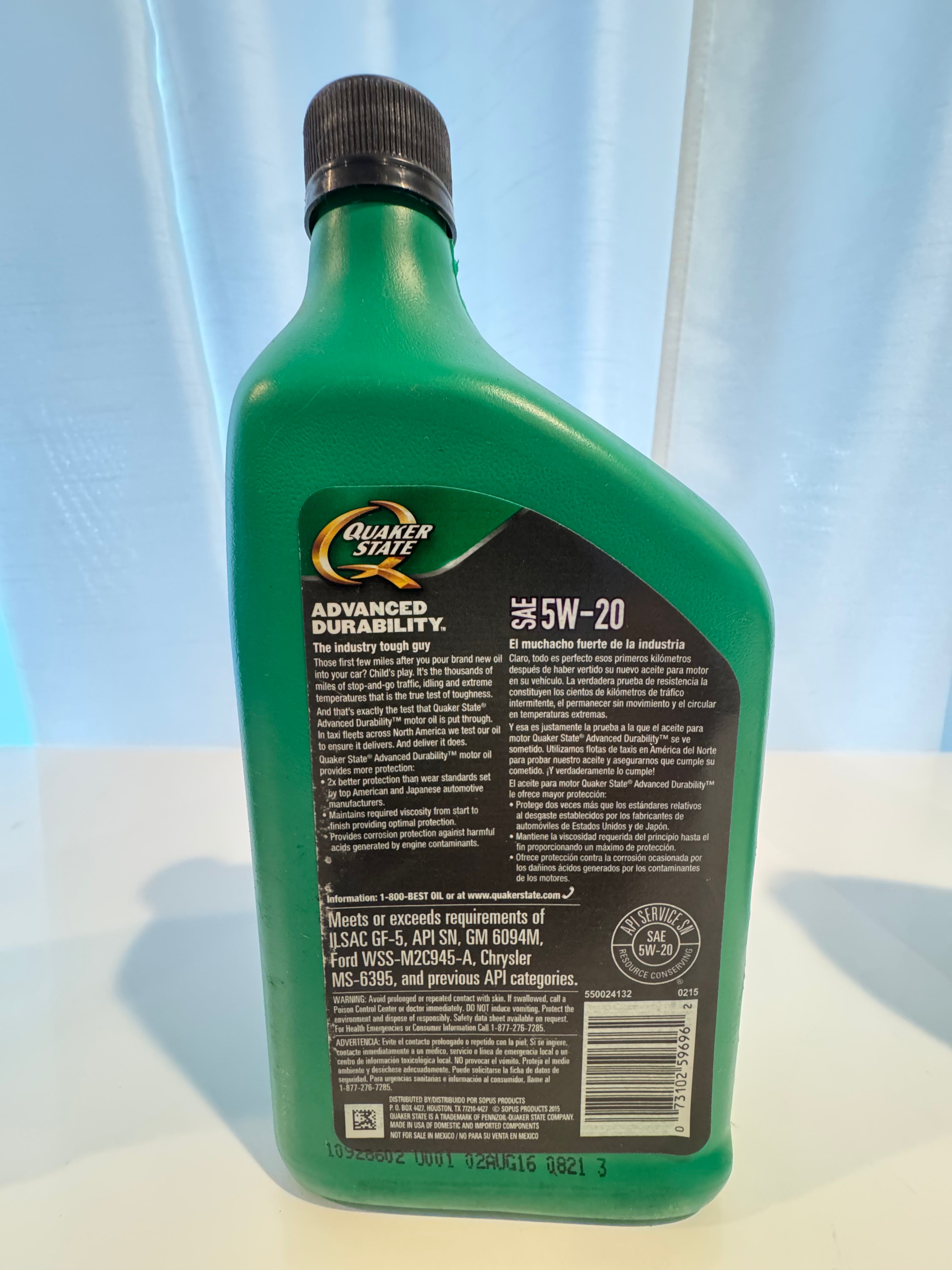 QUAKER STATE ADVANCED DURABILITY 5W-20 MOTOR OIL 1L