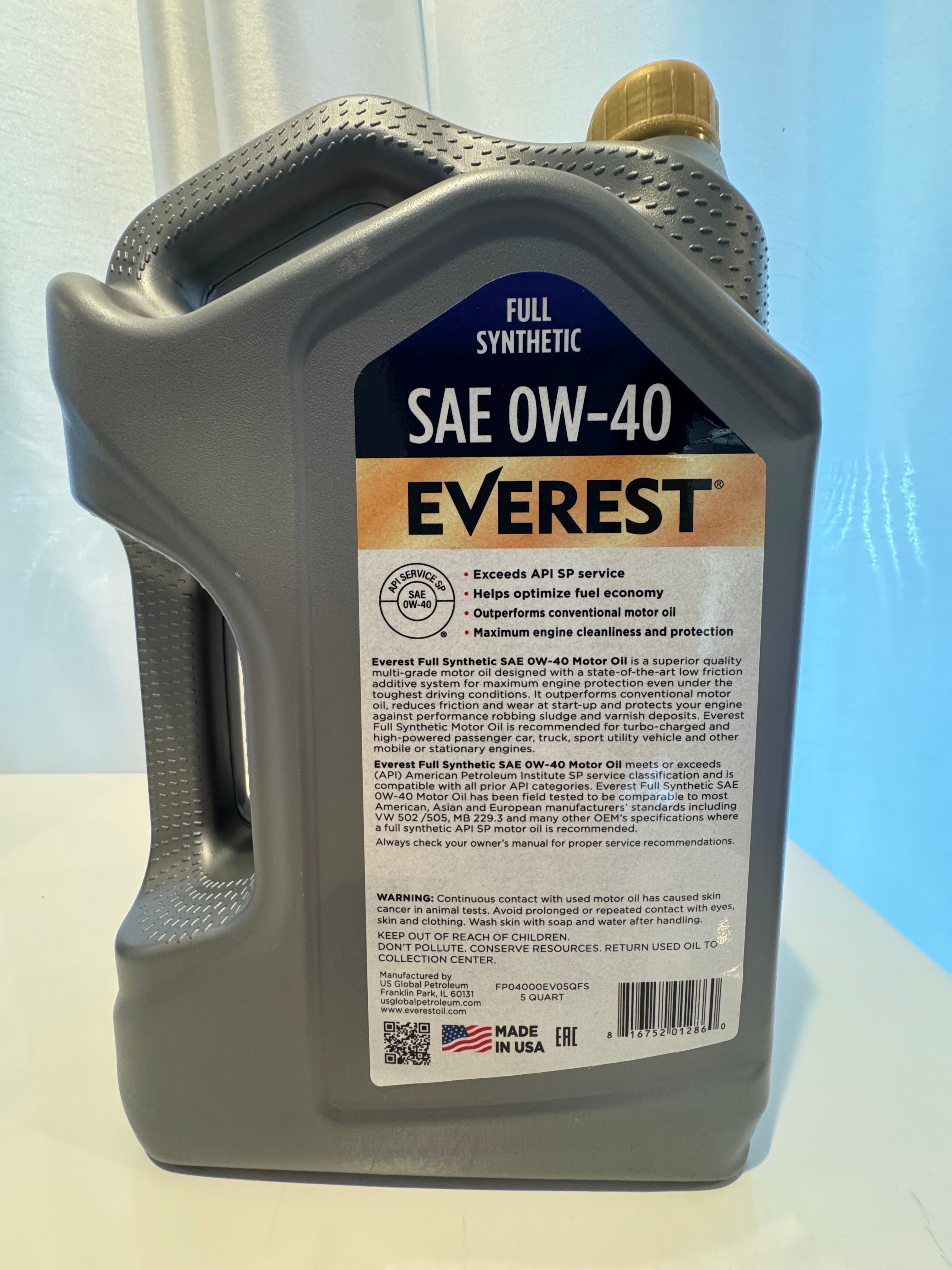 EVEREST FULL SYNTHETIC OW-40 MOTOR OIL 5L