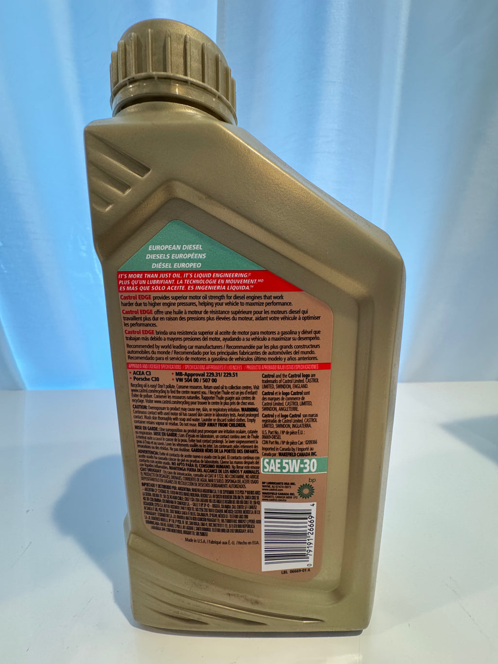 CASTROL EDGE EUROPEAN FULL SYNTHETIC DIESEL 5W-30 MOTOR OIL