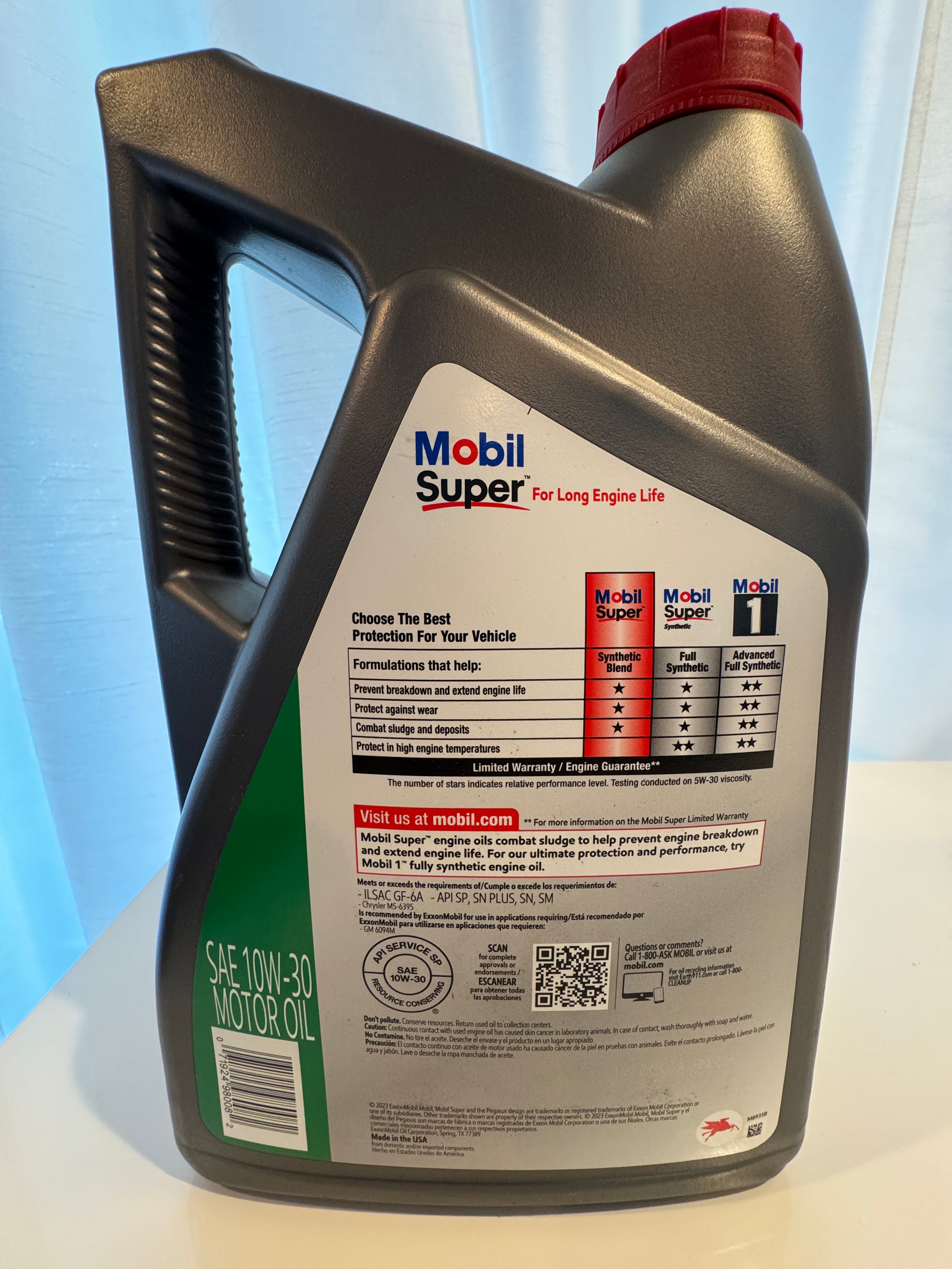 MOBIL SUPER 5000 SYNTHETIC BLEND 10W-30 MOTOR OIL 5L