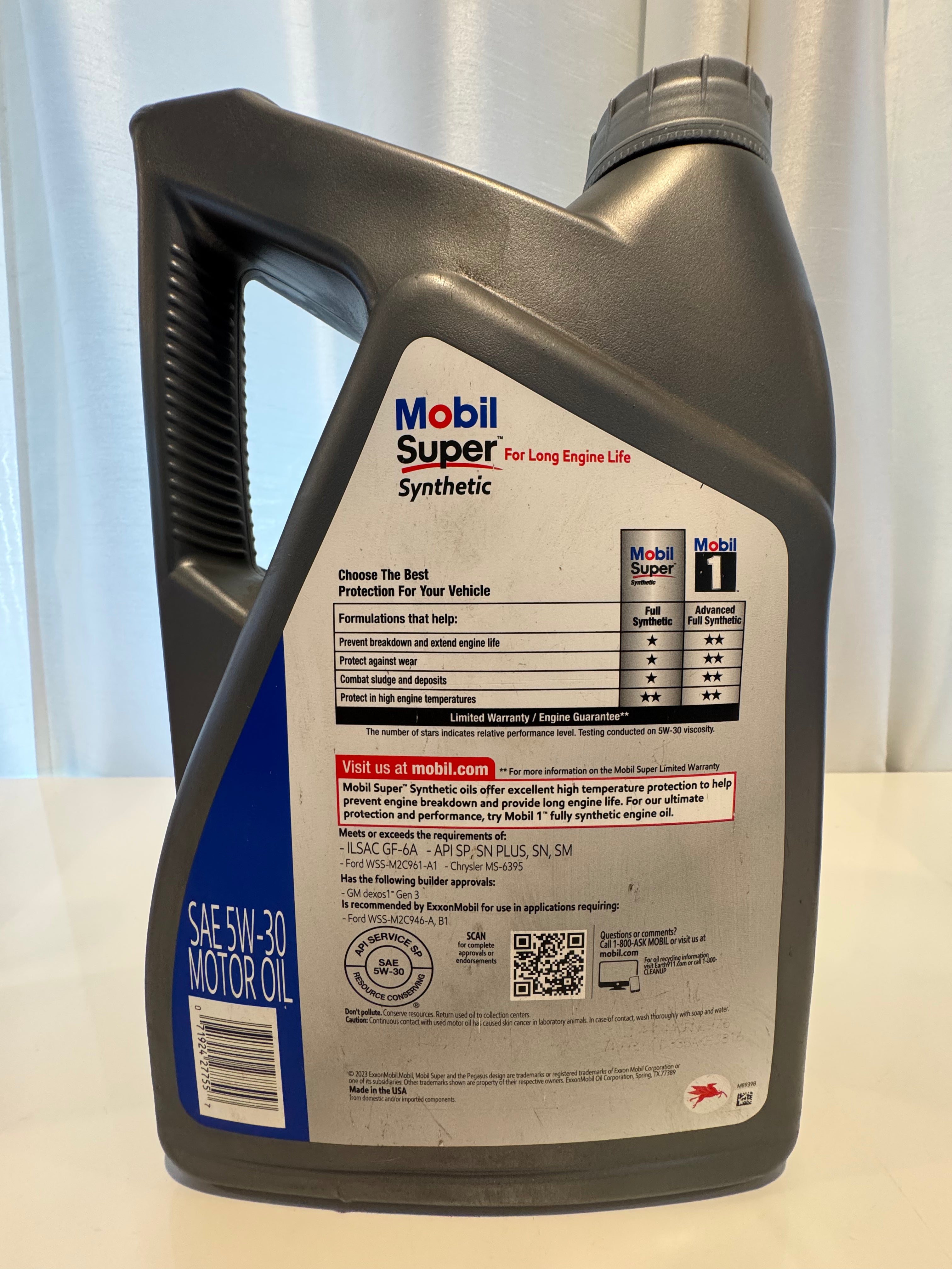 MOBIL SUPER SYNTHETIC 5W-30 DEXOS MOTOR OIL 5L