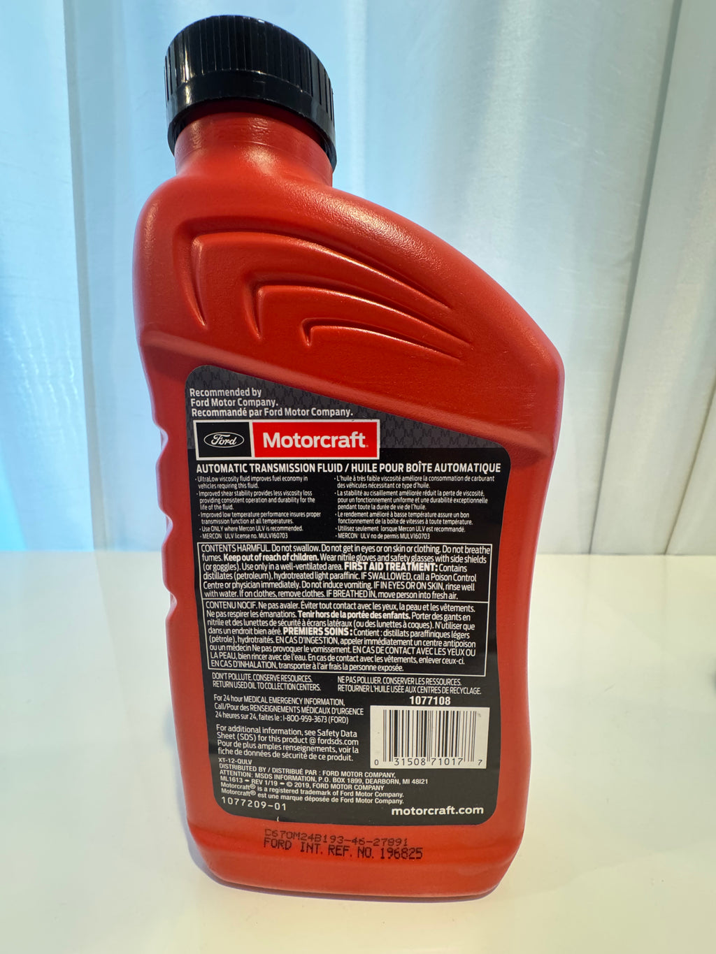 FORD MOTORCRAFT MERCON ULV AUTOMATIC TRANSMISSION FLUID 1L