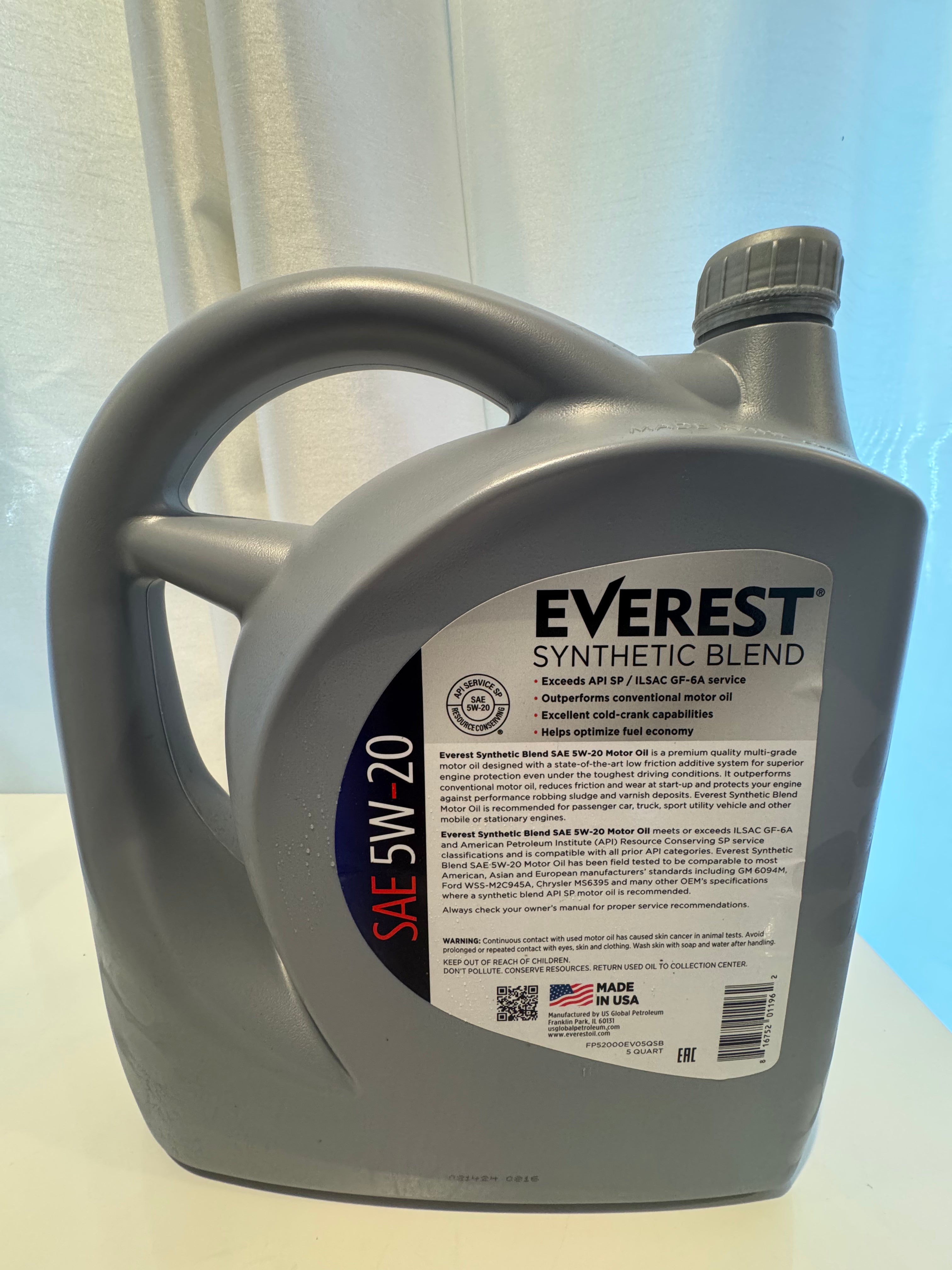 EVEREST SYNTHETIC BLEND 5W-20 MOTOR OIL 5L