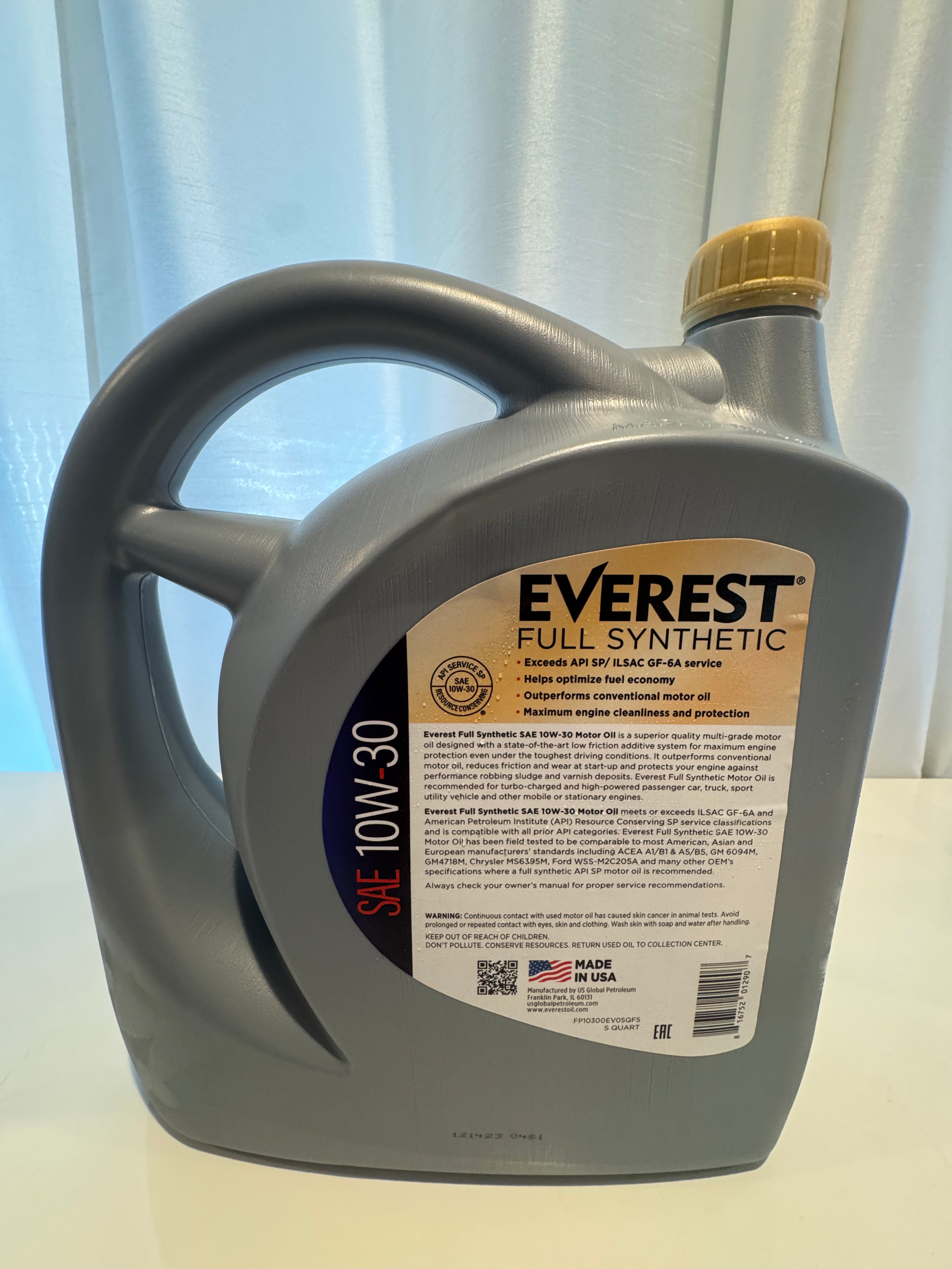 EVEREST FULL SYNTHETIC 10W-30 MOTOR OIL 5L