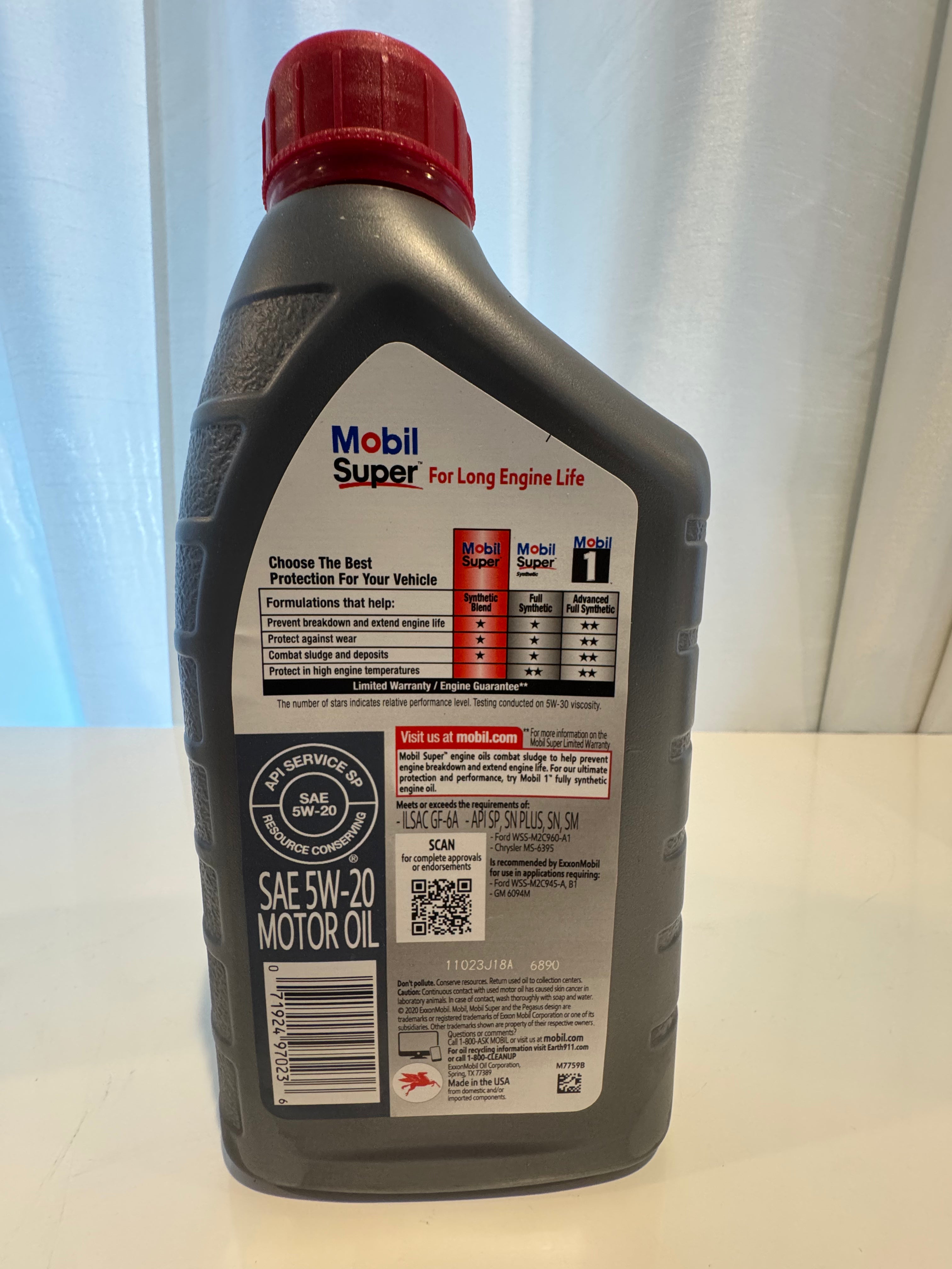 MOBIL SUPER 5000 SYNTHETIC BLEND 5W-20 MOTOR OIL 1L