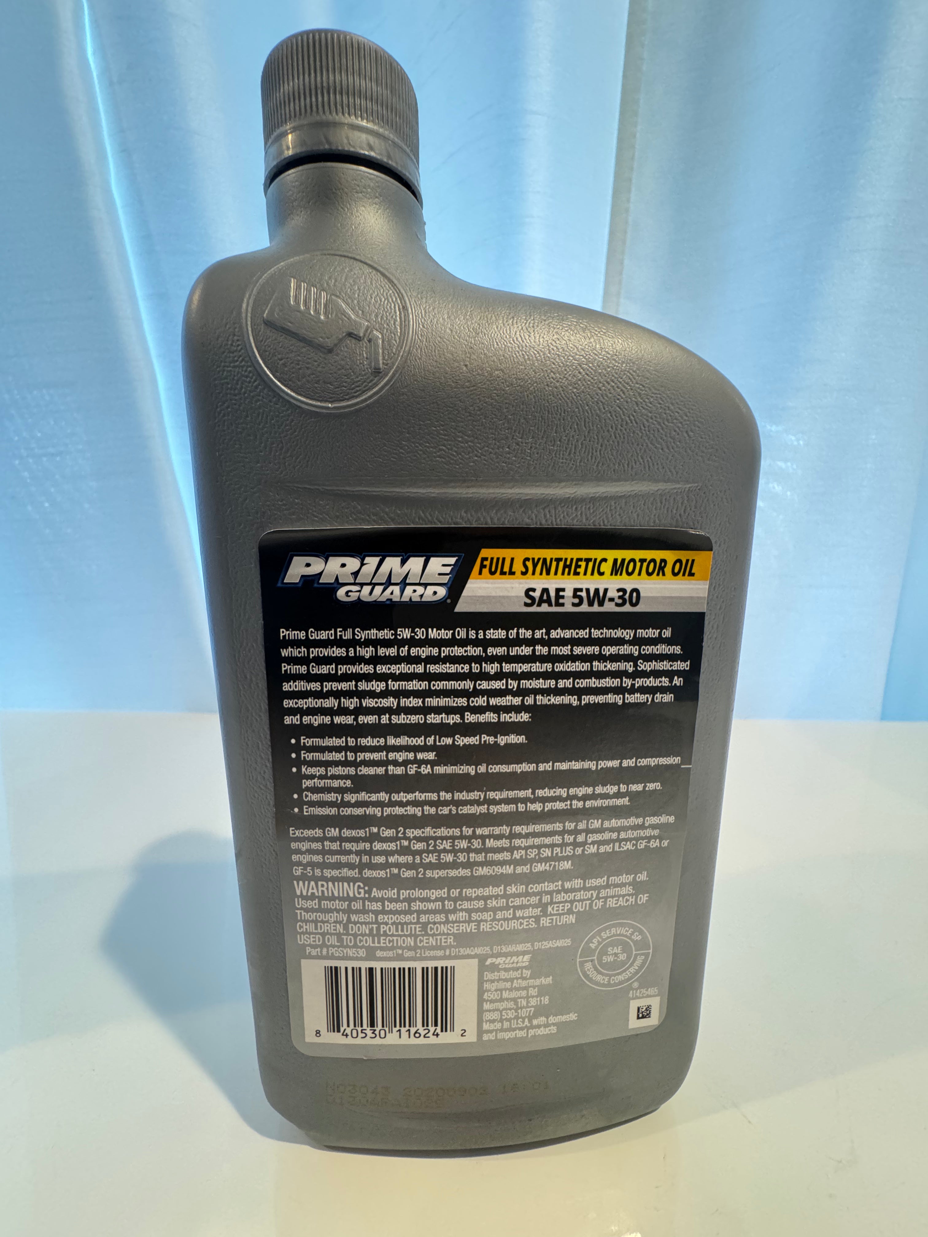 PRIME GUARD FULL SYNTHETIC DEXOS 5W-30 MOTOR OIL 1L