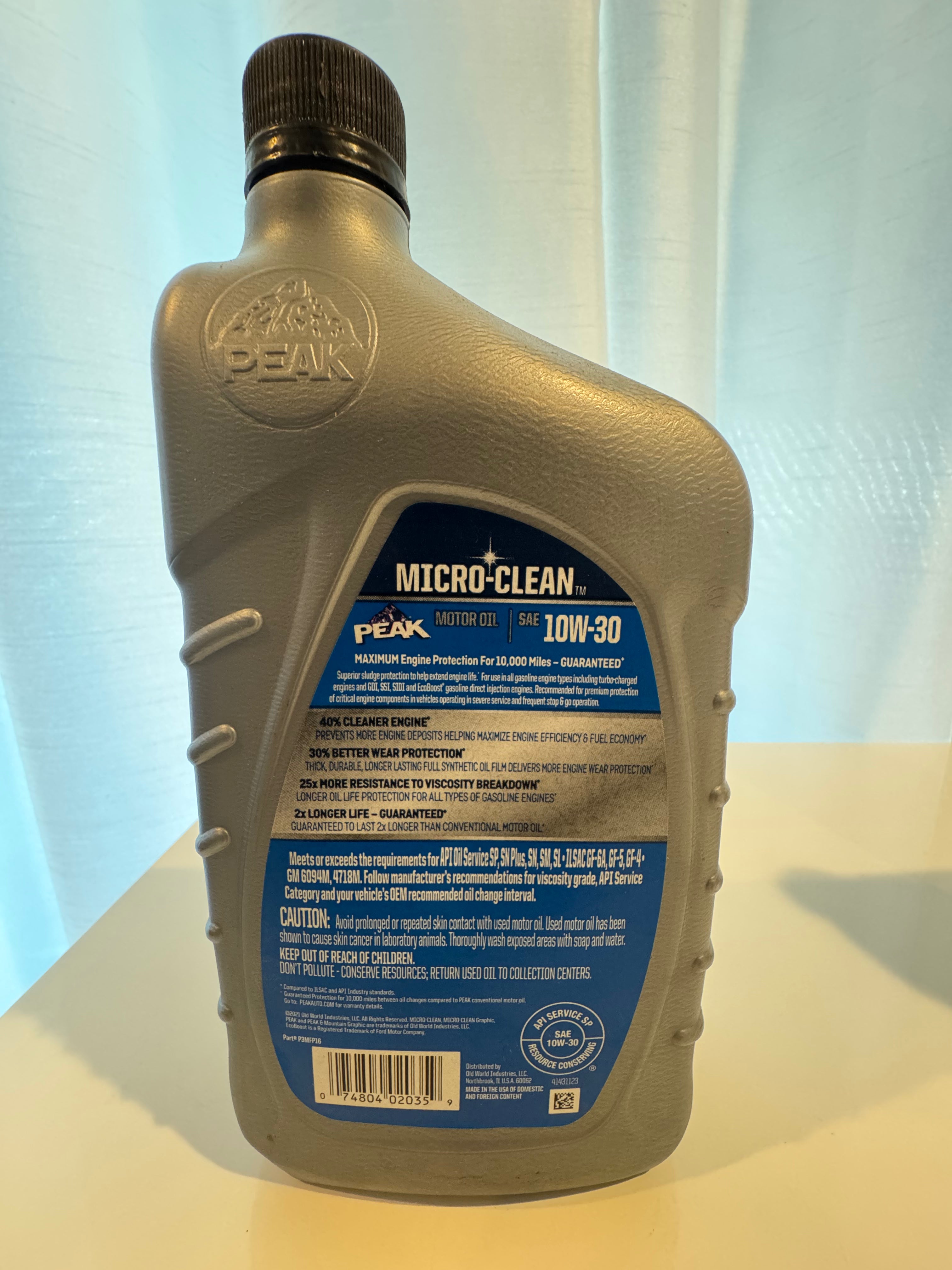 PEAK FULL SYNTHETIC 10W-30 MOTOR OIL 1L