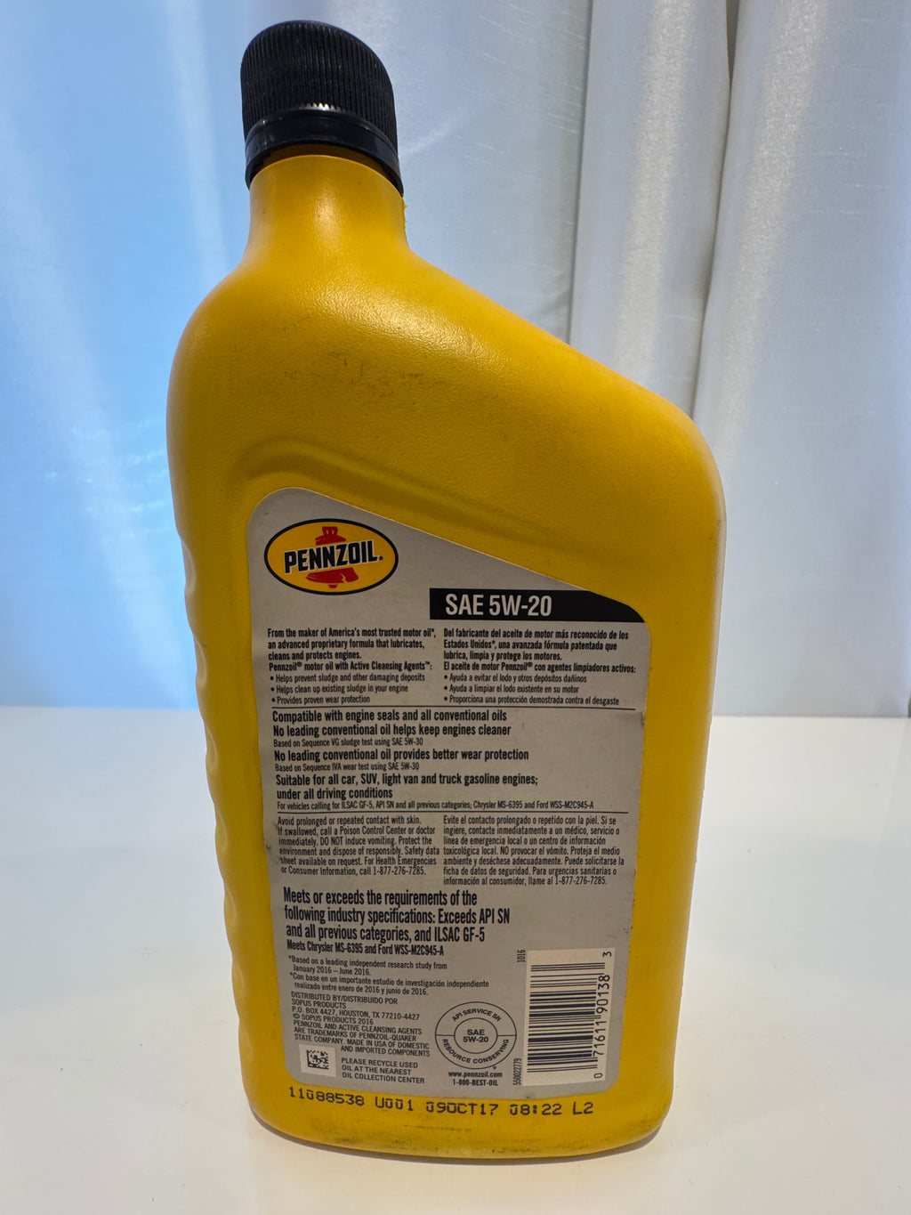 PENNZOIL CONVENTIONAL 5W-20 MOTOR OIL 1L
