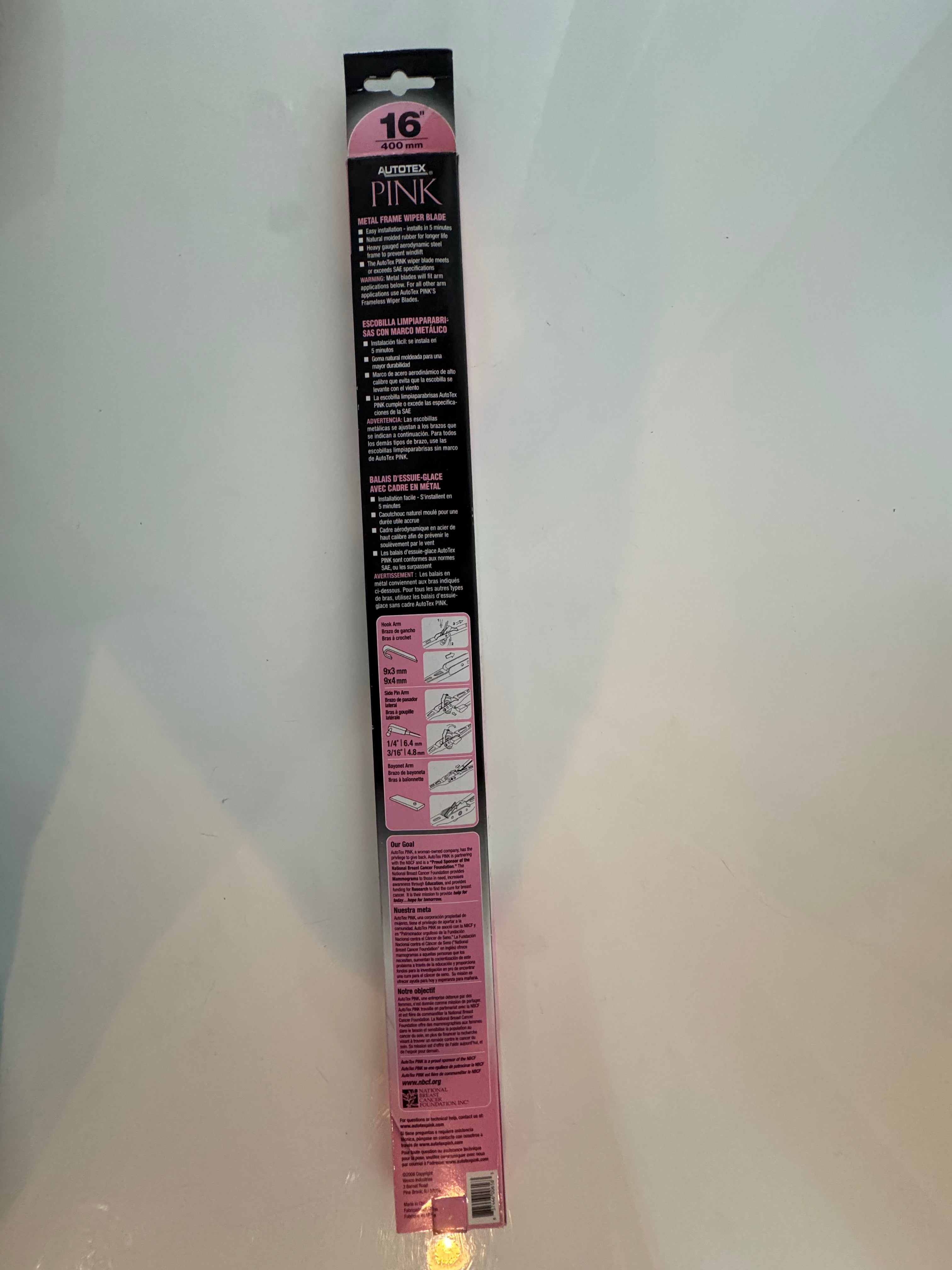 16" AUTOTEX PINK METAL WIPER BLADE